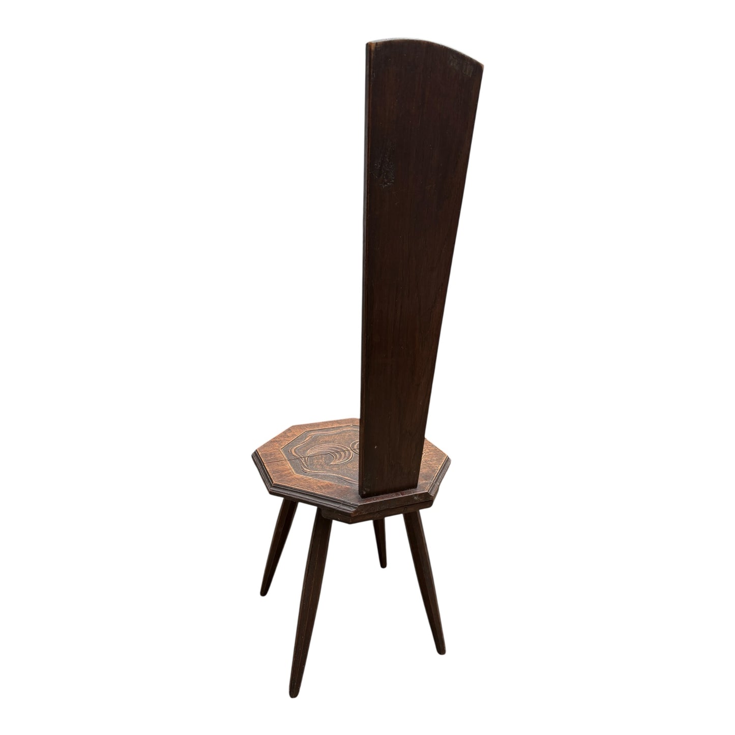 Traditional Wooden Spinner’s Chair – Carved Back & Decorative Seat