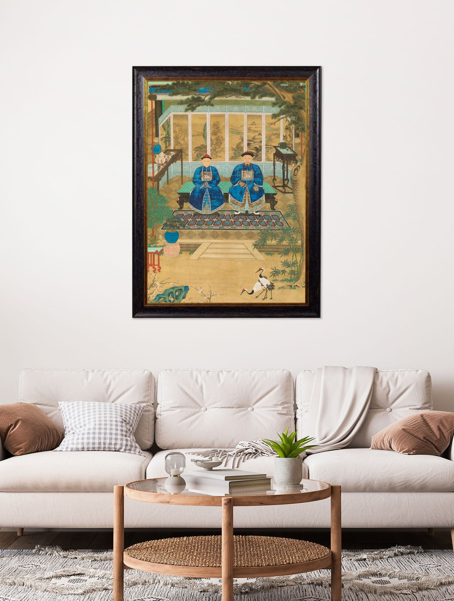 imperial censor and his wife in size 50 x 70cm - glass-fronted framed wall art print with solid wood frame, adds elegance to your decor