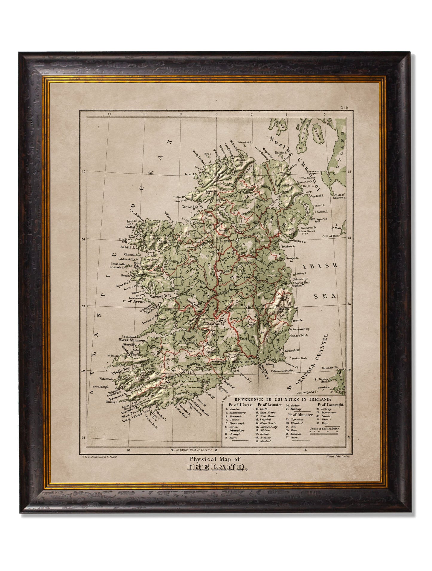 c 1880 maps of the united kingdom - premium glass-fronted framed art print with solid wood frame, luxury wall art for sophisticated spaces