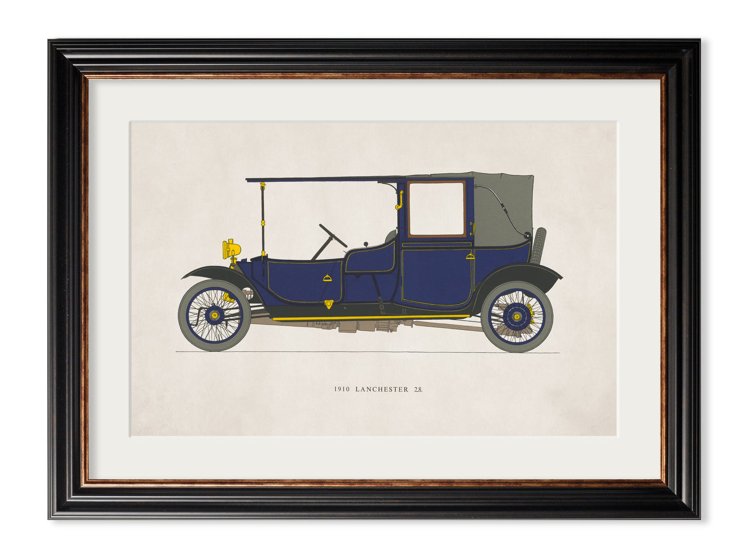 1910 lanchester 28 - premium glass-fronted framed art print with solid wood frame, adds elegance to your decor