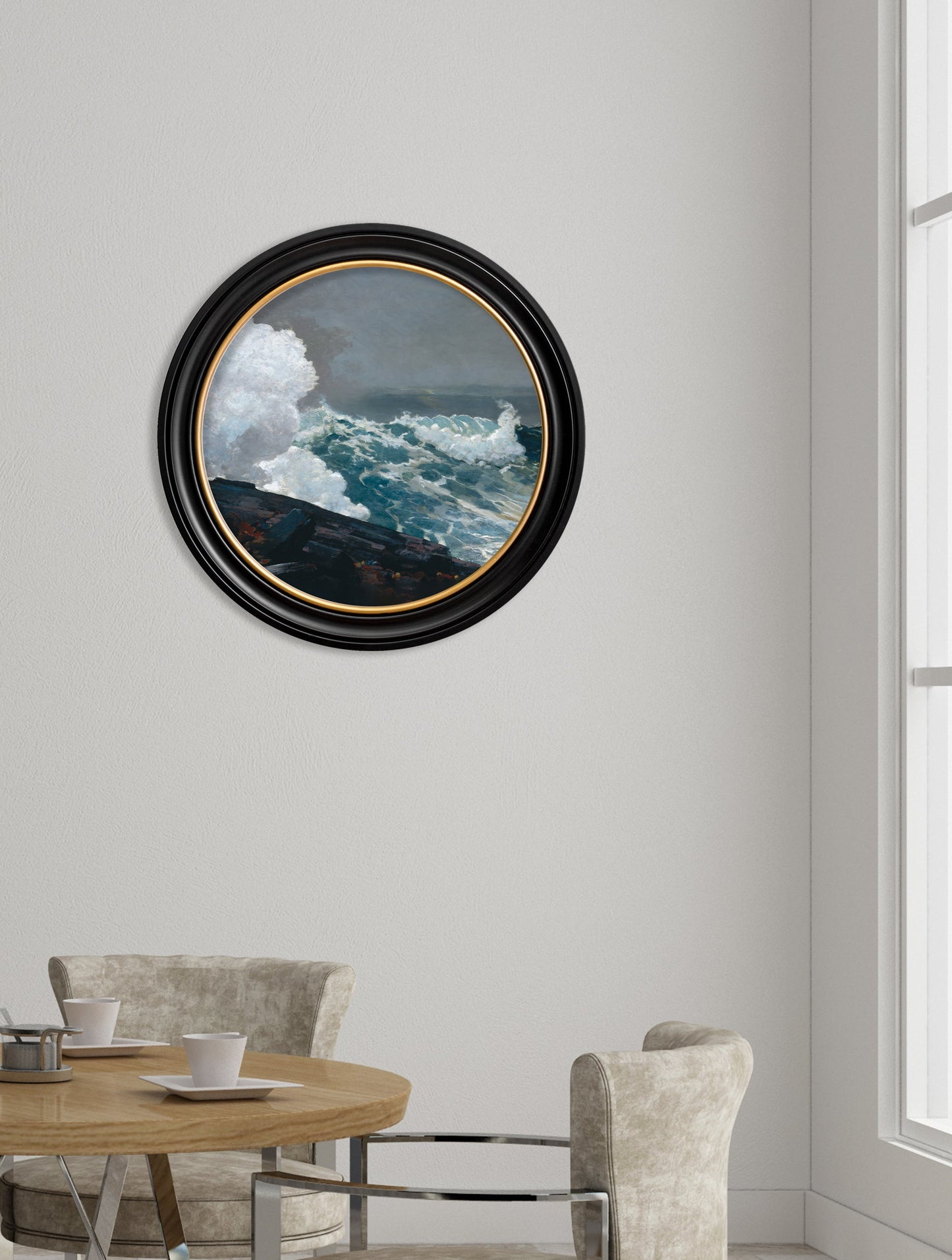 c 1895 northeaster round frame in size 70 x 70cm - glass-fronted framed wall art print with solid wood frame, perfect for statement wall decor