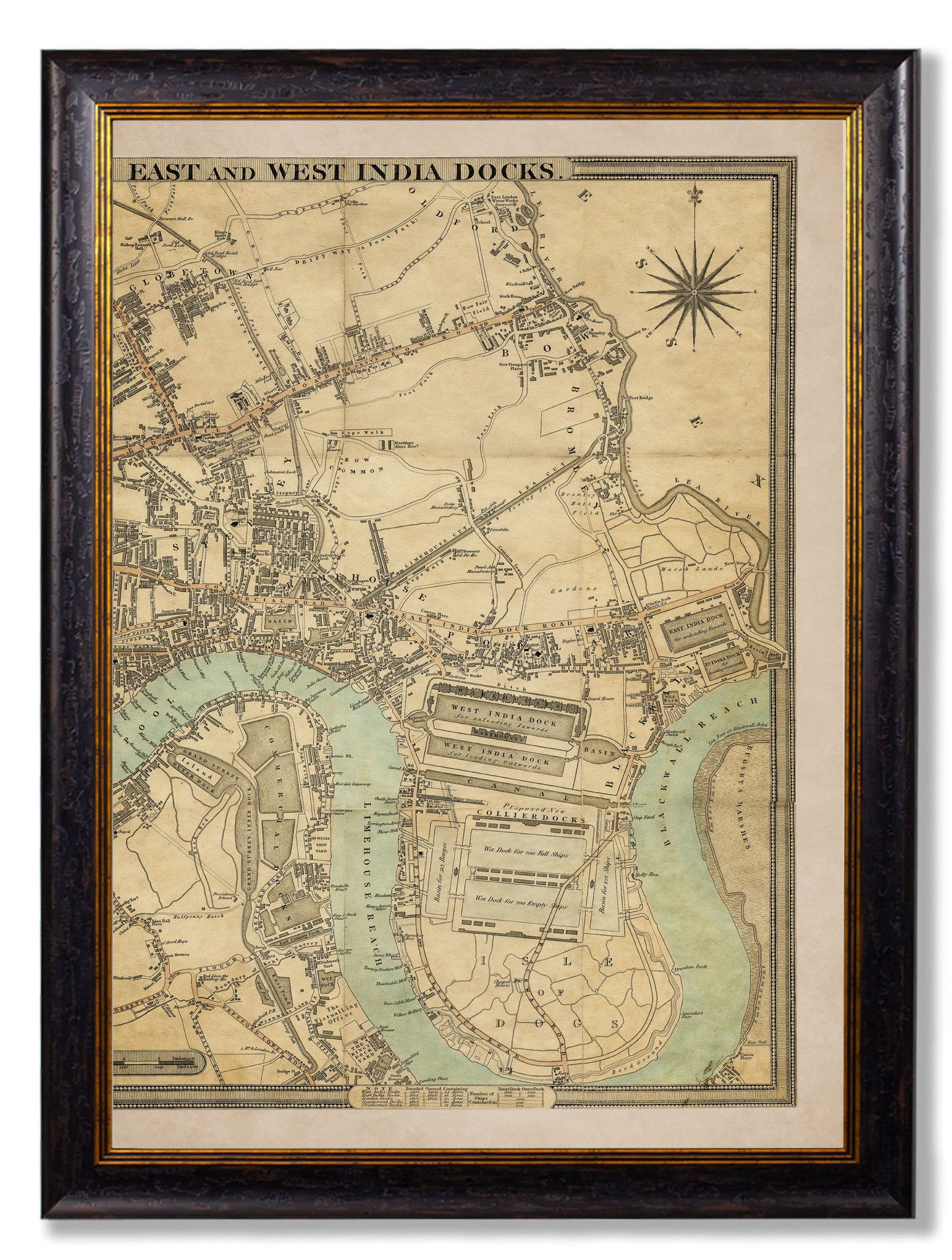 c 1827 london map three framed giclee prints - premium glass-fronted framed art print with solid wood frame, designed for high-end interior design
