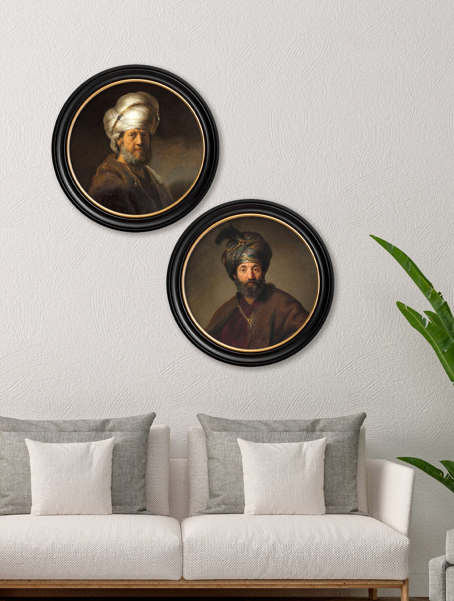 c 17th century rembrandts orient in size 44 x 44cm - glass-fronted framed wall art print with solid wood frame, adds elegance to your decor