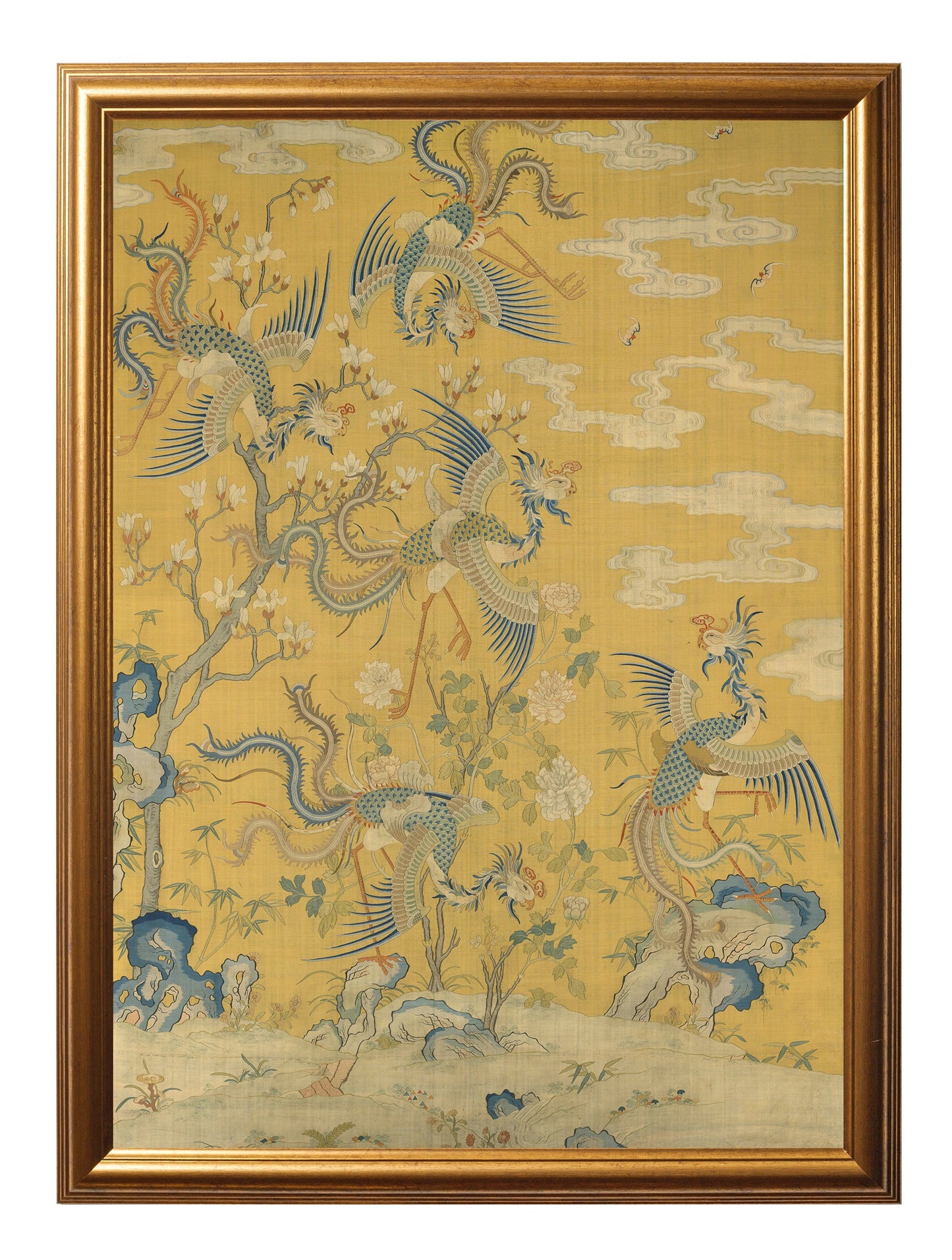 phoenixes in a garden set of 2 - premium glass-fronted framed art print with solid wood frame, a beautiful addition to stylish homes