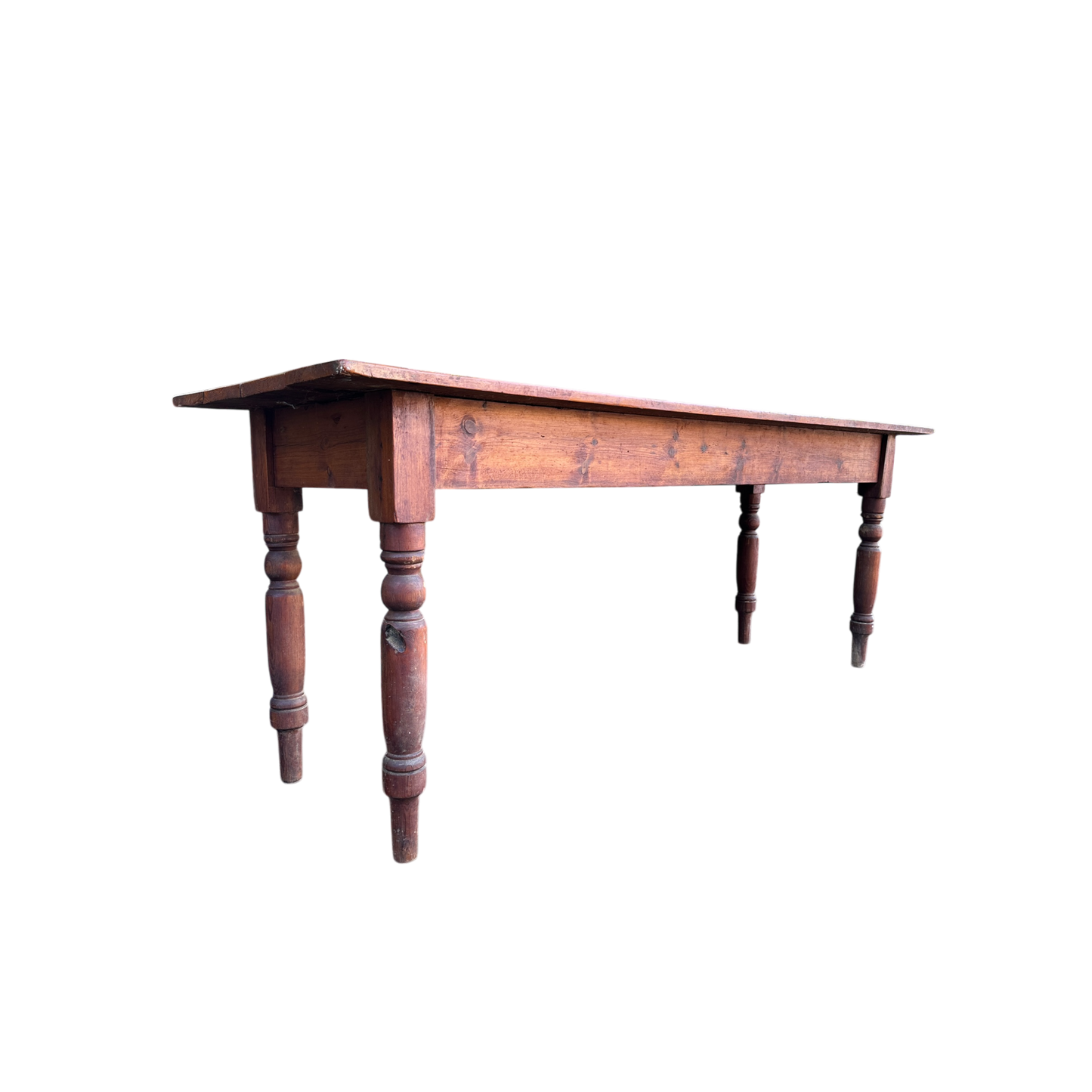 Vintage Narrow Farmhouse Table Slat Top Dining Kitchen Table