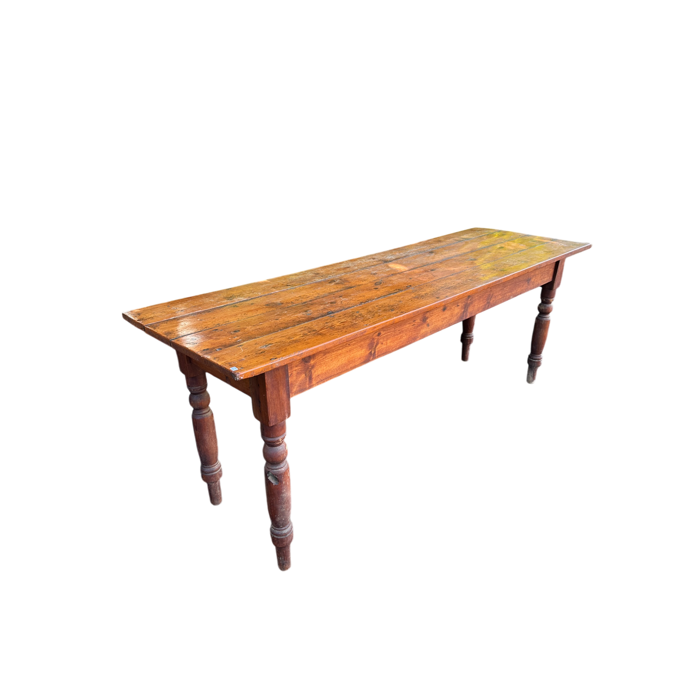 Vintage Narrow Farmhouse Table Slat Top Dining Kitchen Table