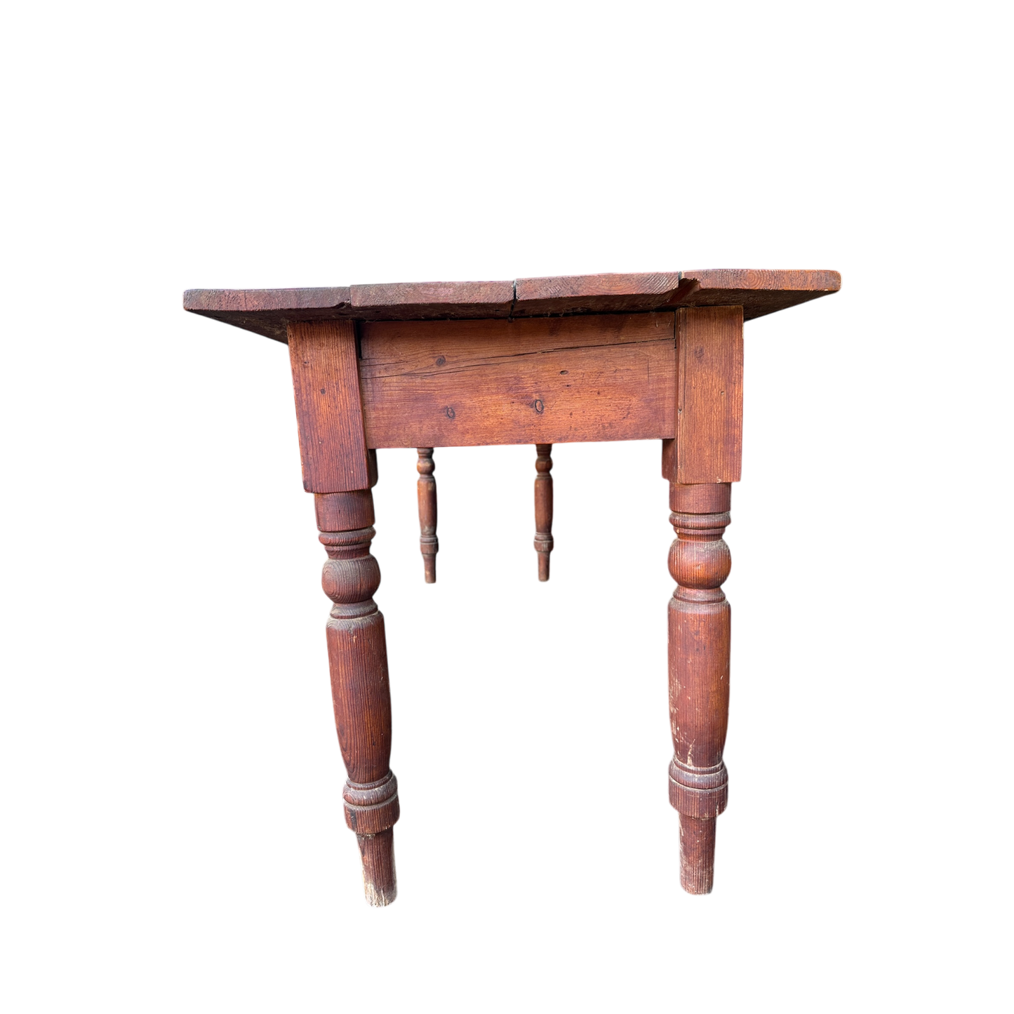 Vintage Narrow Farmhouse Table Slat Top Dining Kitchen Table
