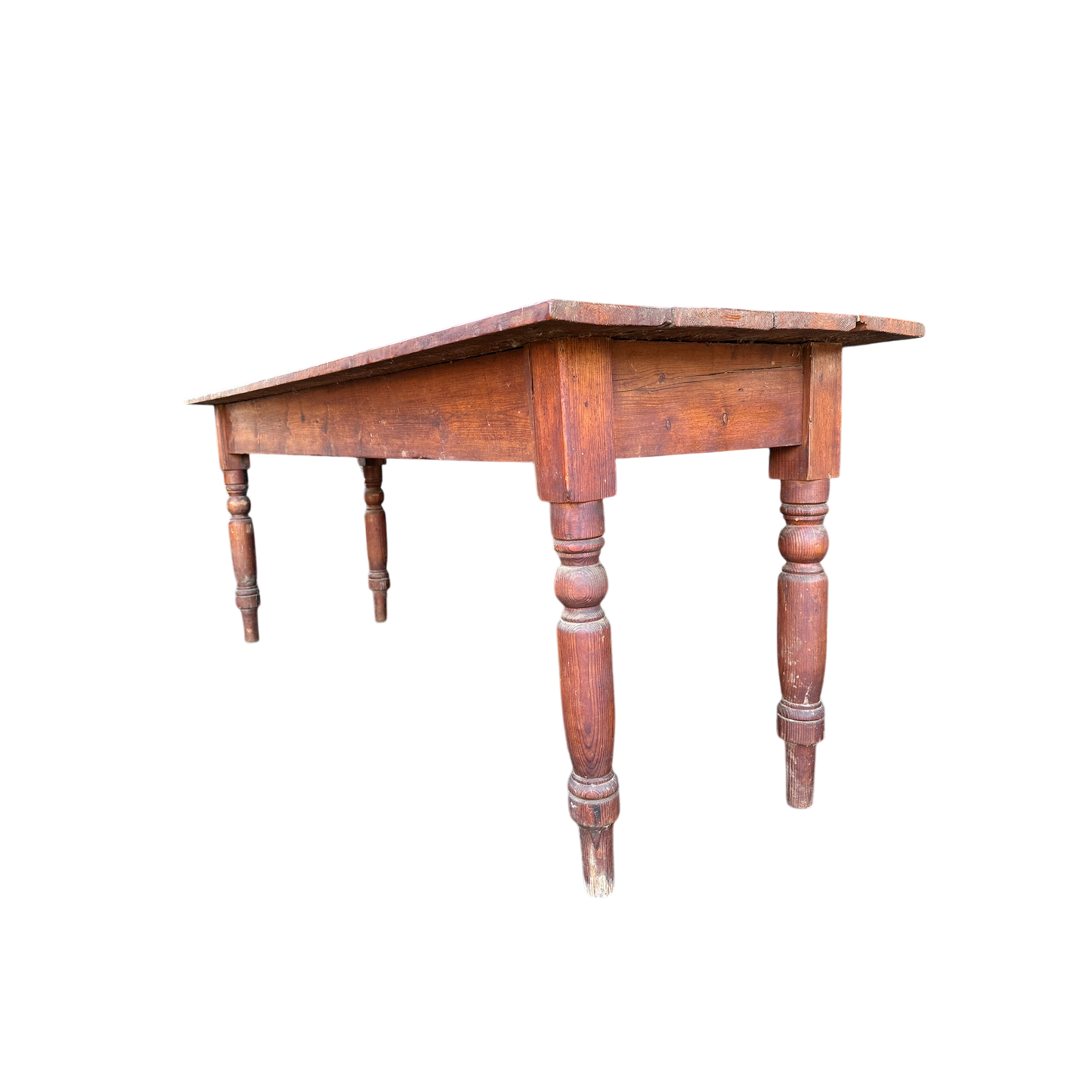 Vintage Narrow Farmhouse Table Slat Top Dining Kitchen Table