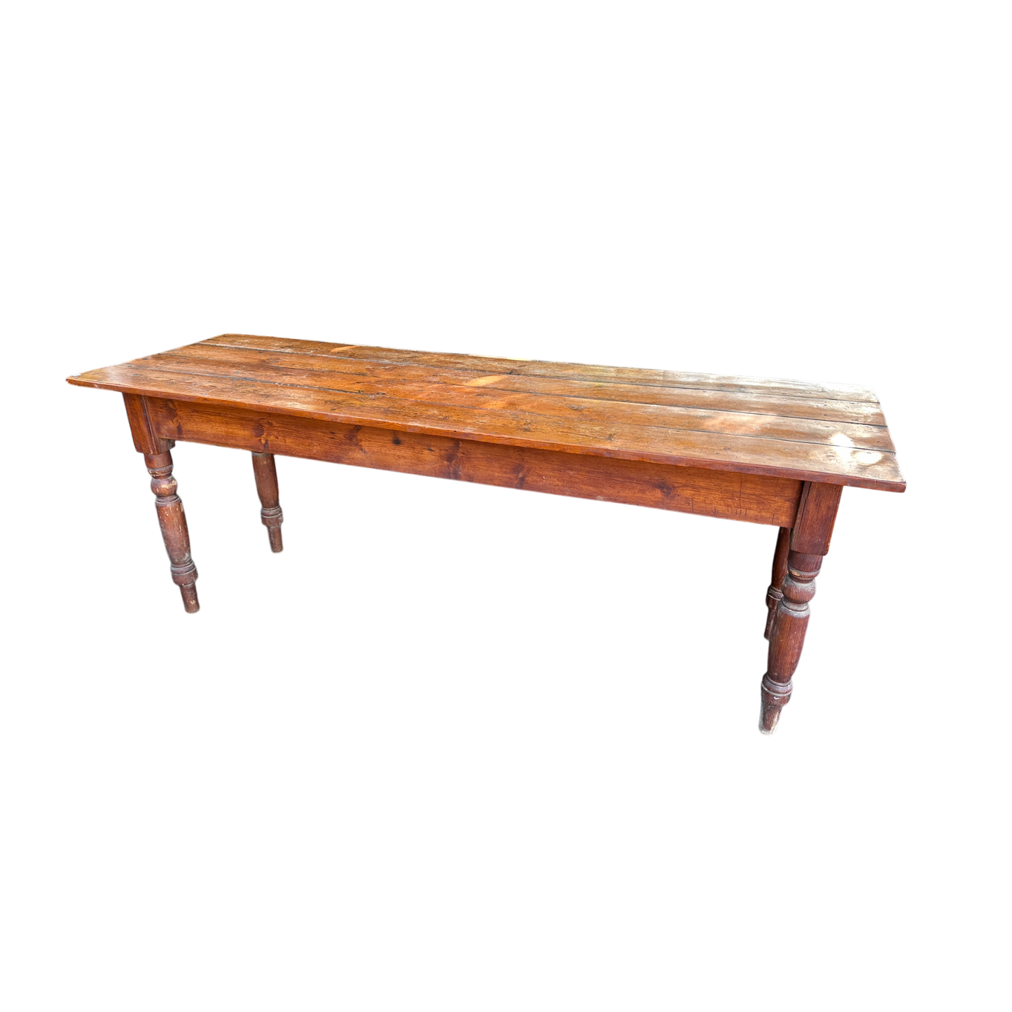 Vintage Narrow Farmhouse Table Slat Top Dining Kitchen Table