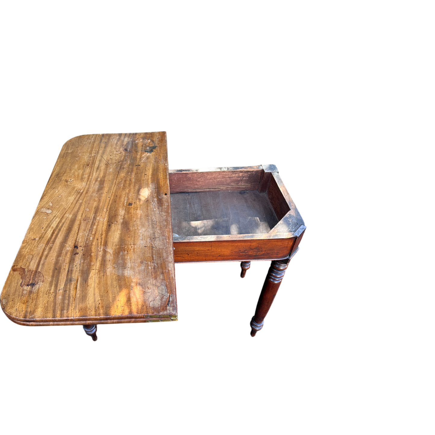 Antique Fold Out Swivel Cart Table / Tea Table Console