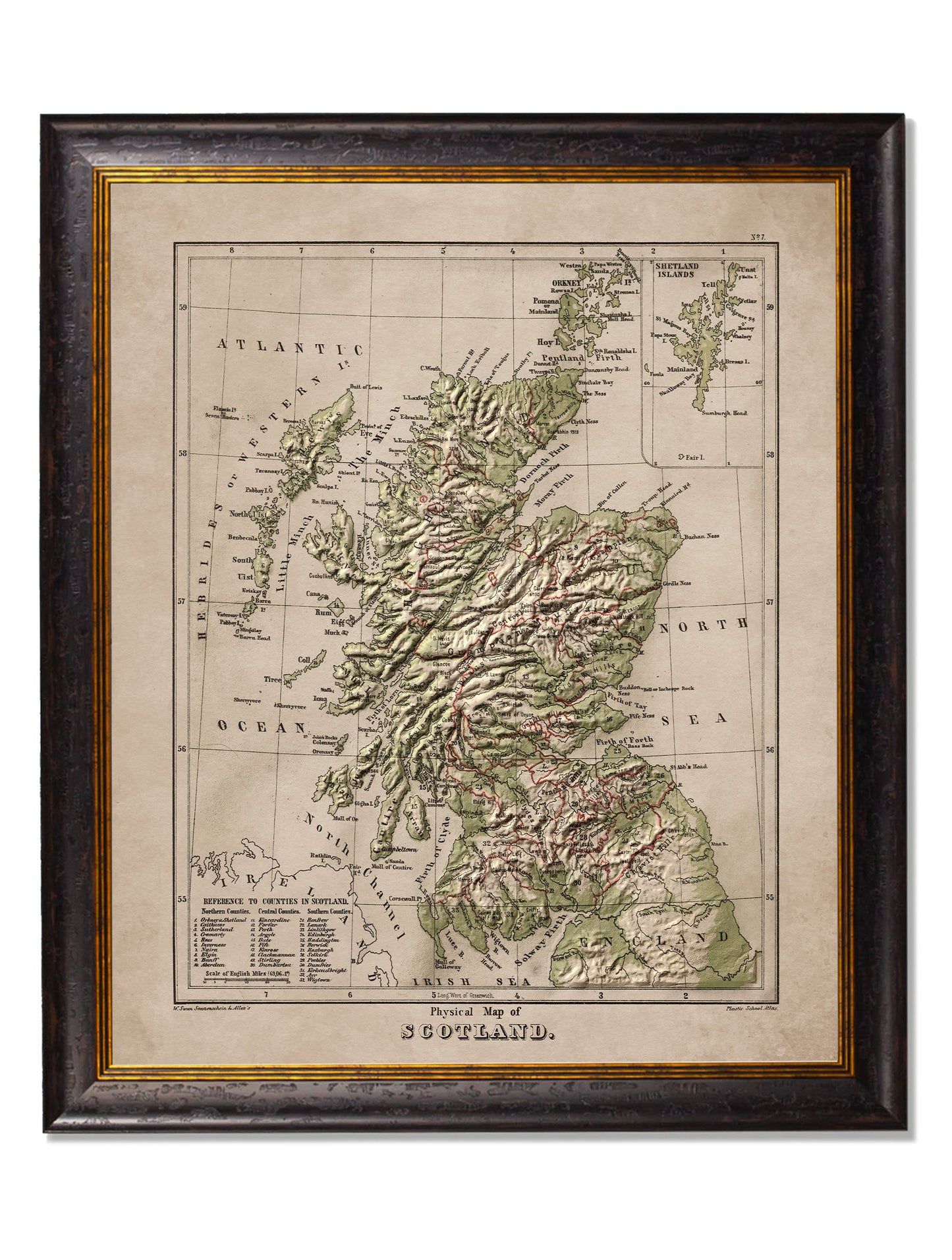 c 1880 maps of the united kingdom - premium glass-fronted framed art print with solid wood frame, a beautiful addition to stylish homes