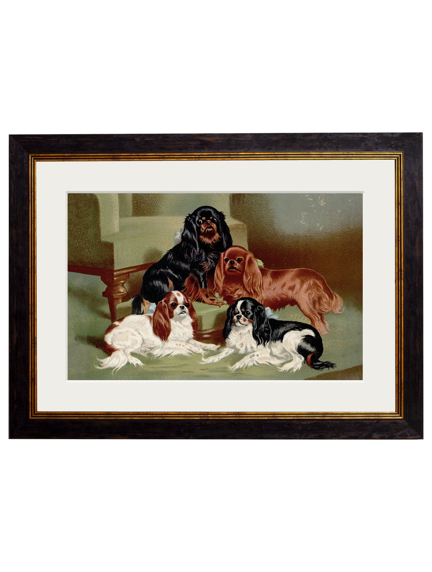 c 1881 dogs in size 50 x 70cm - glass-fronted framed wall art print with solid wood frame, adds elegance to your decor