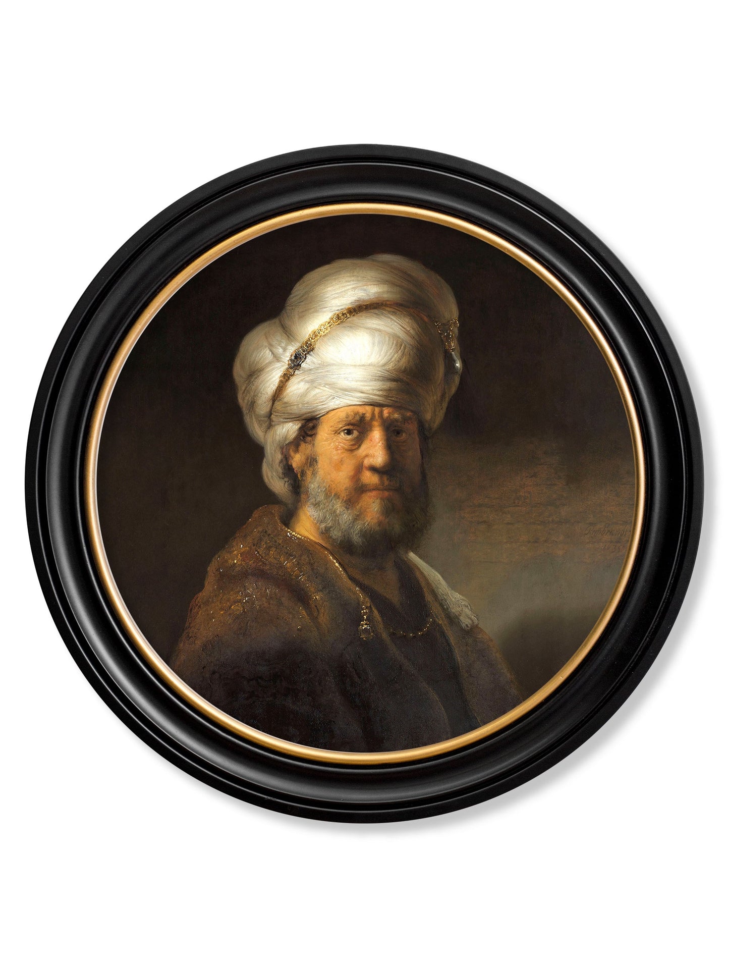 c 17th century rembrandts orient in size 44 x 44cm - glass-fronted framed wall art print with solid wood frame, perfect for statement wall decor
