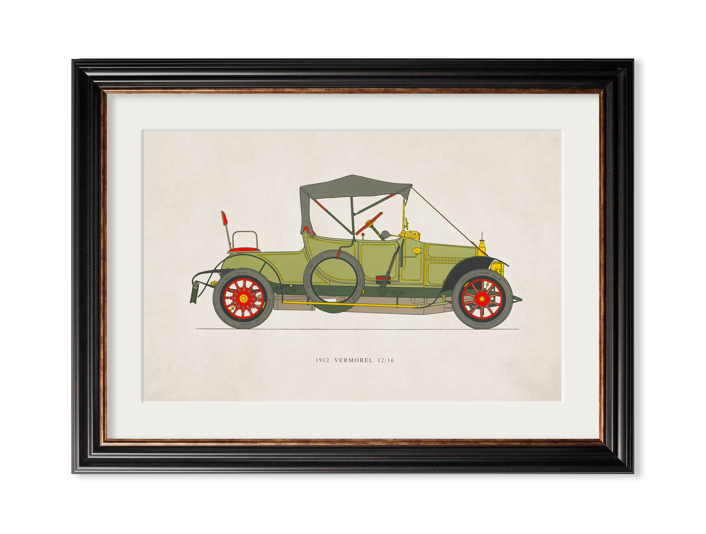1912 VERMOREL 12/16 in size 35 x 50cm - glass-fronted framed wall art print with solid wood frame, a beautiful addition to stylish homes