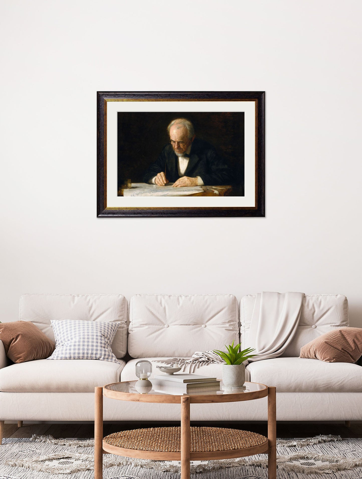 c 1882 the writing master thomas eakins in size 70 x 95cm - glass-fronted framed wall art print with solid wood frame, perfect for statement wall decor
