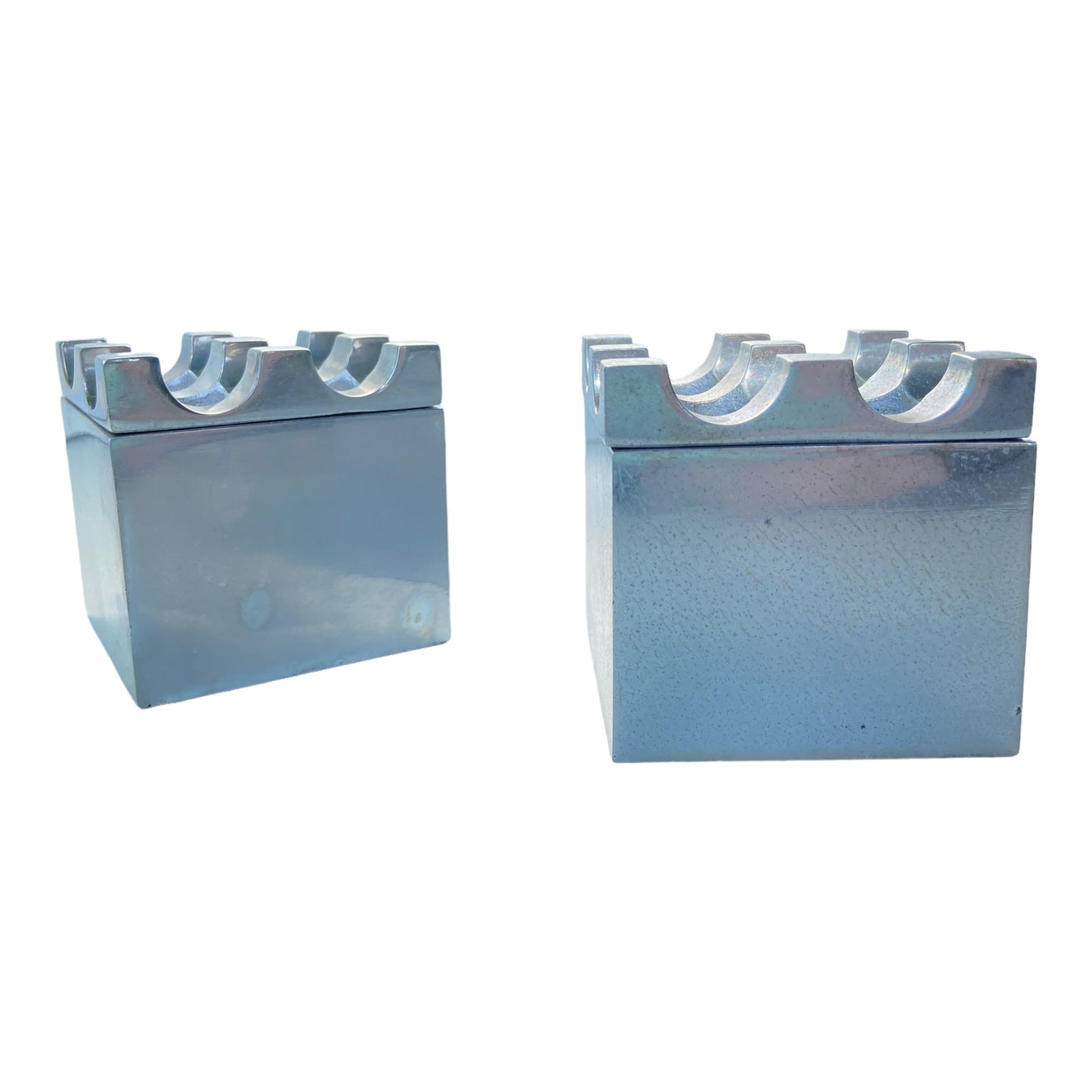 Aluminium Pair of Ultima Ashtrays By Holger Bäckström & Bo Ljungberg, Sweden 1970's DecorThe Furniture Recycling Shop