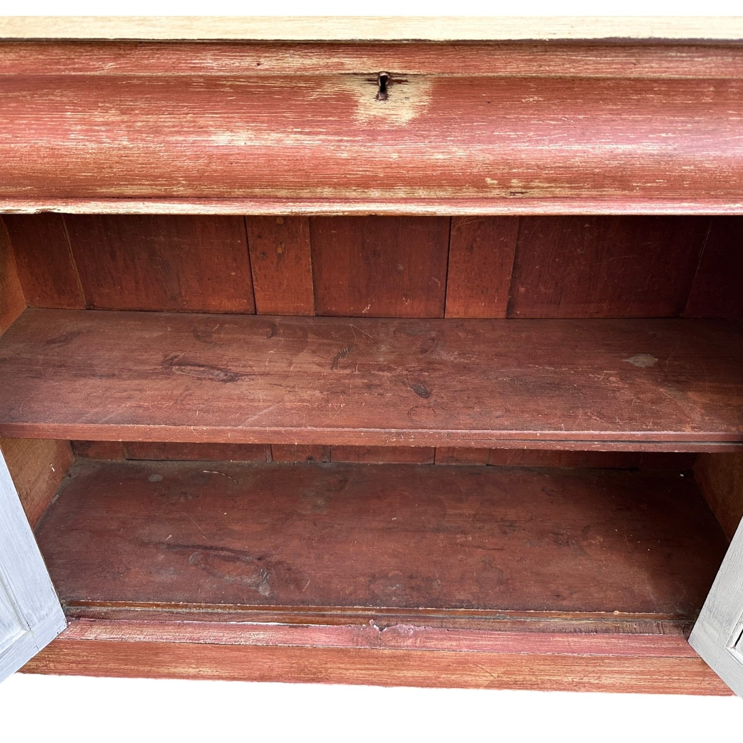 Antique Victorian Chiffonier Sideboard, Painted in A Heavily distressed and Patinated Terracotta Red ColourThe Furniture Recycling Shop