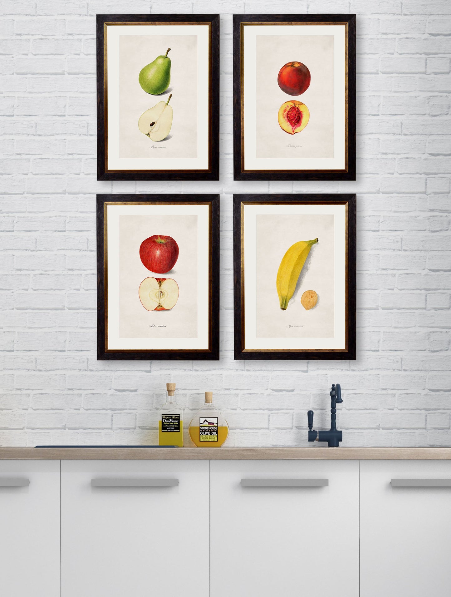 c 1886 study of peaches in size 38 x 50cm - glass-fronted framed wall art print with solid wood frame, adds elegance to your decor