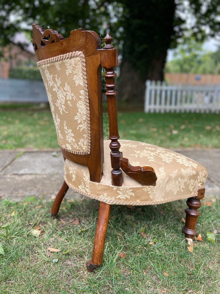 Beautiful Small Low Victorian Bedroom Saloon Chair With Inlay DetailsThe Furniture Recycling ShopFurniture