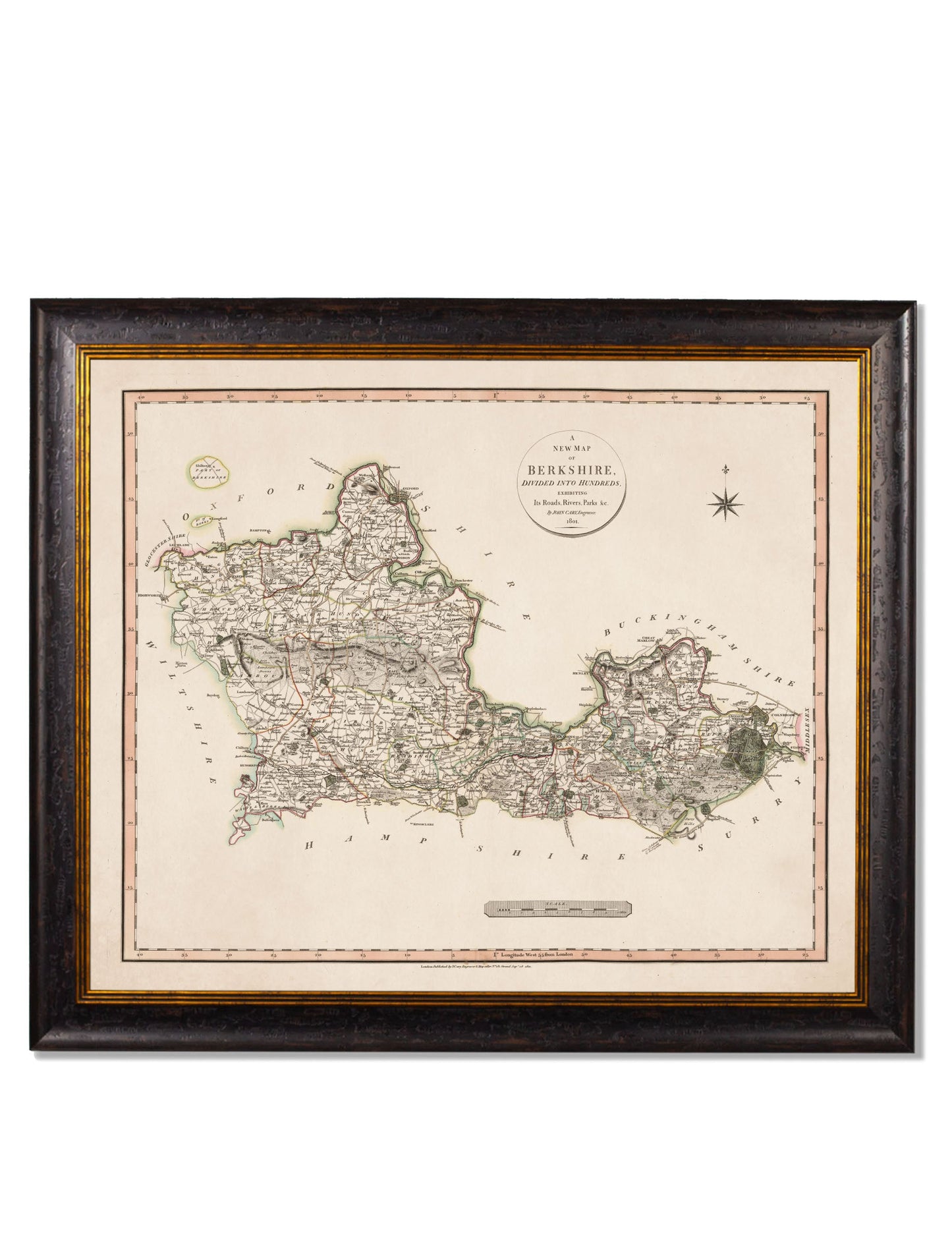 c 1806 county maps of england - premium glass-fronted framed art print with solid wood frame, adds elegance to your decor