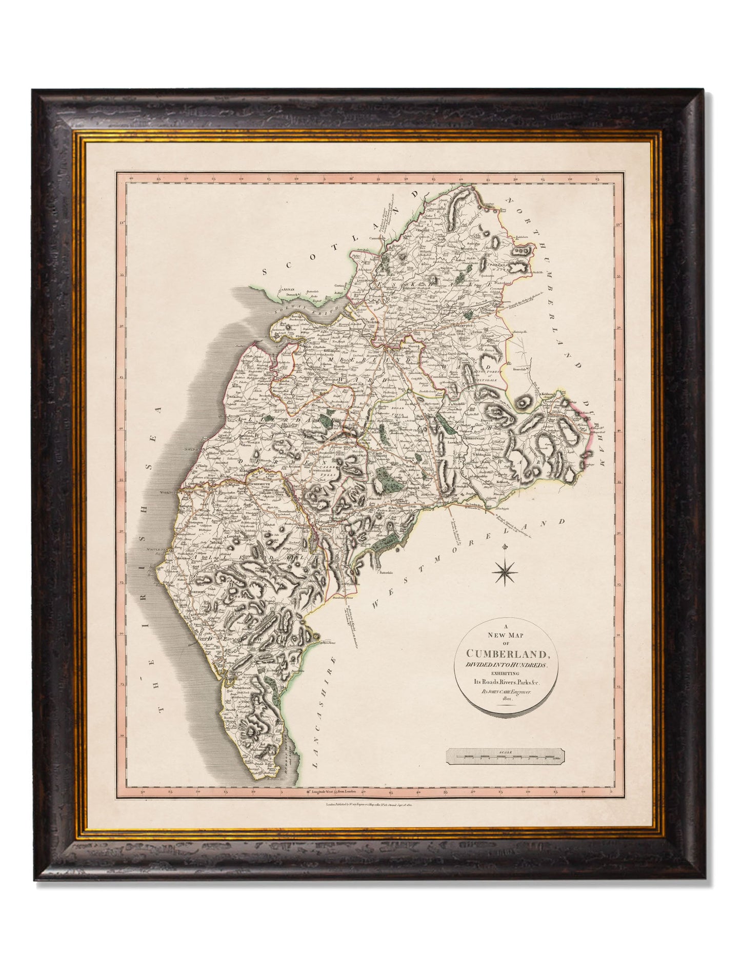 c 1806 county maps of england - premium glass-fronted framed art print with solid wood frame, designed for high-end interior design