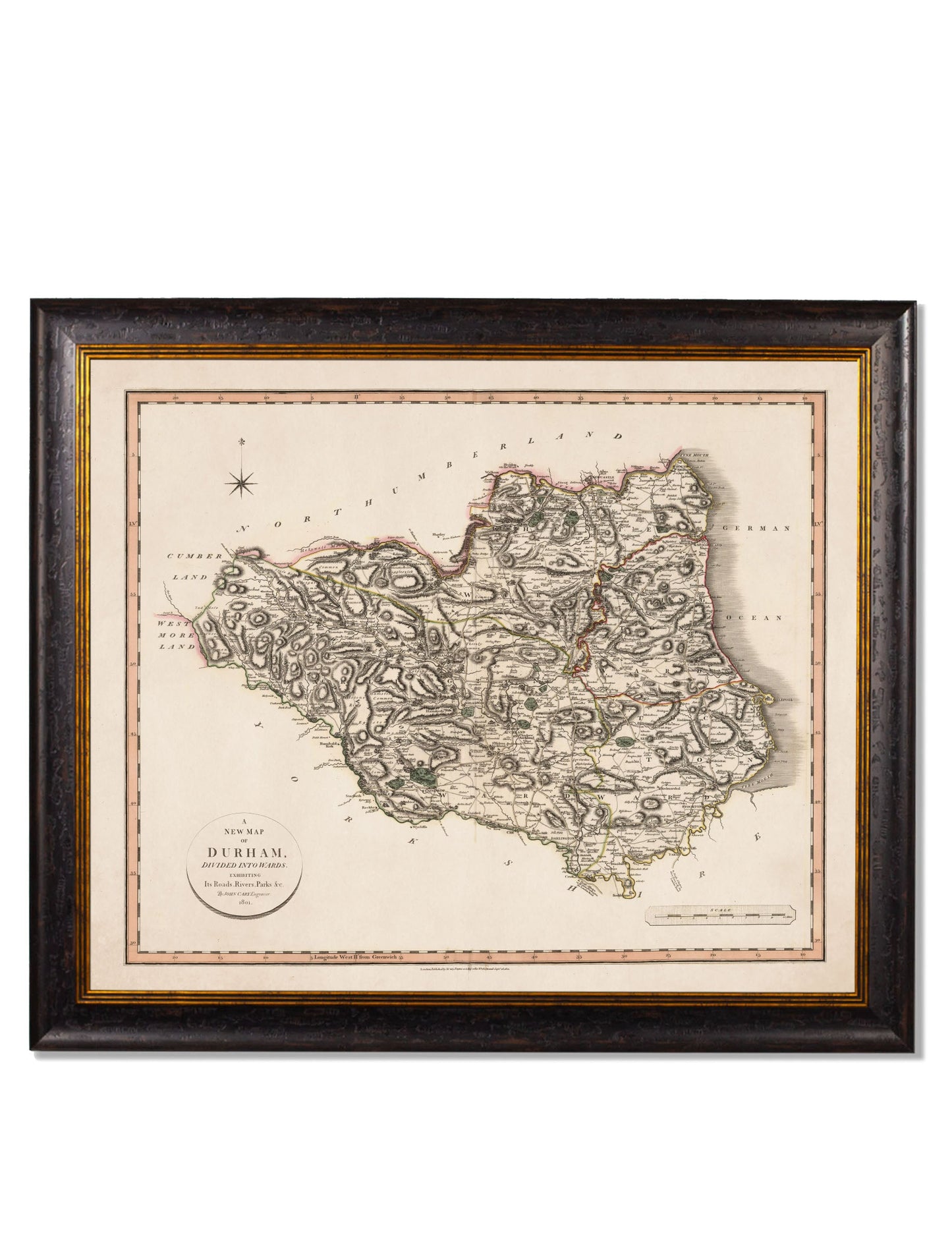 c 1806 county maps of england - premium glass-fronted framed art print with solid wood frame, luxury wall art for sophisticated spaces