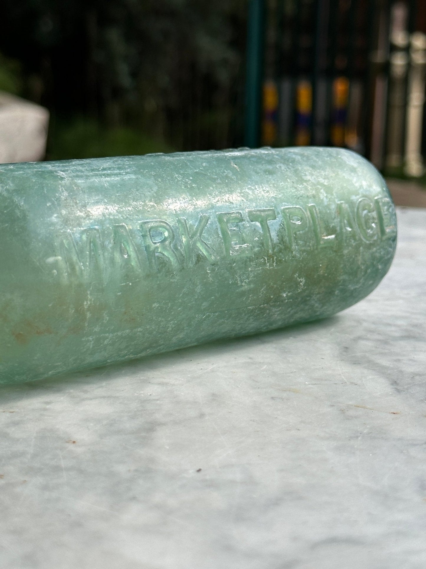 E. P. Shaw, Wakefield Antique Opaque Aqua Glass Bottle - Vintage Glass BottleThe Furniture Recycling ShopBottle