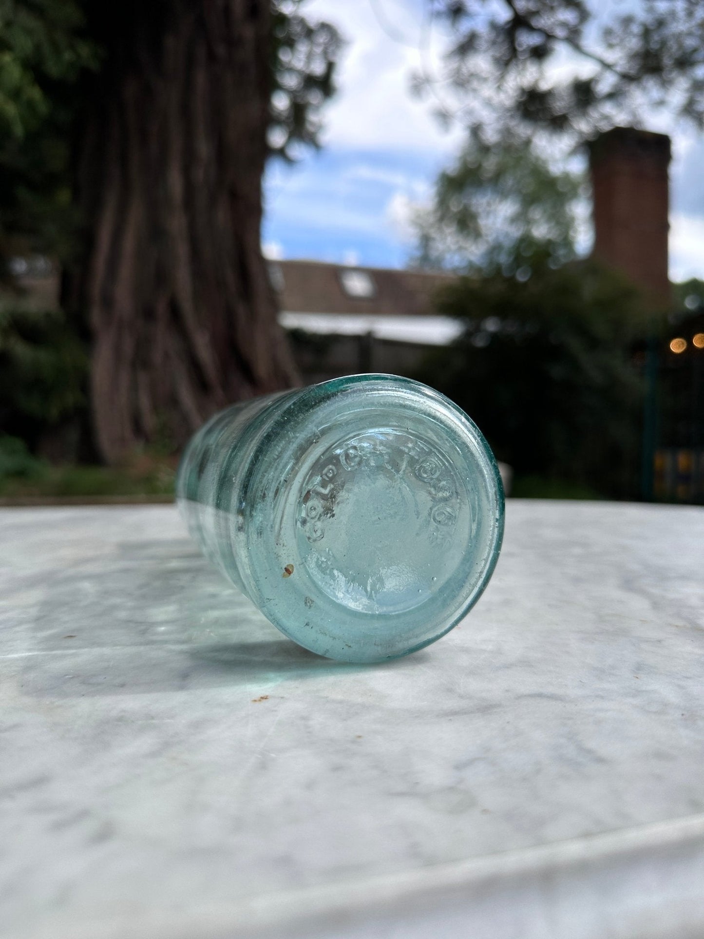 E. Whitworths, Leeds, Antique Aqua Blue Glass Bottle - Vintage Glass BottleThe Furniture Recycling ShopBottle