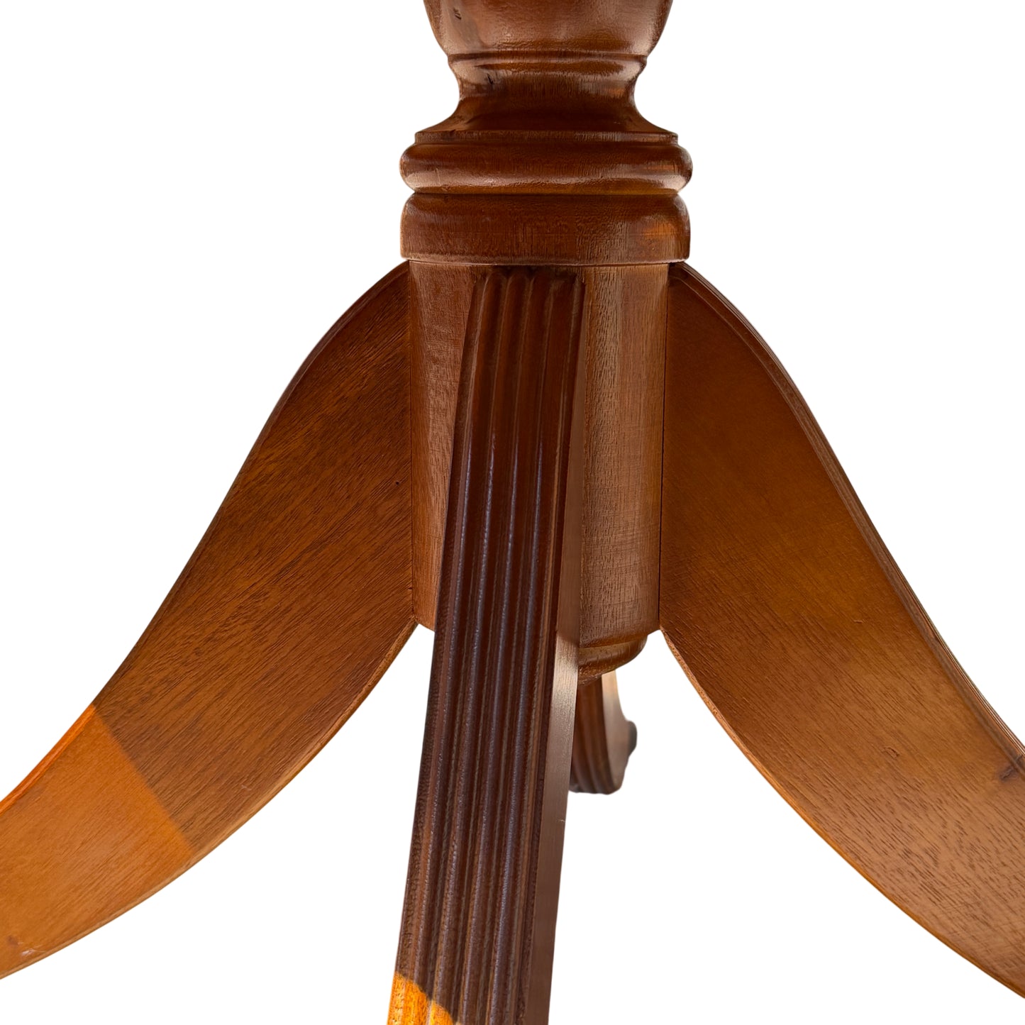 Underside detail of table showing central support and attachment to pedestal