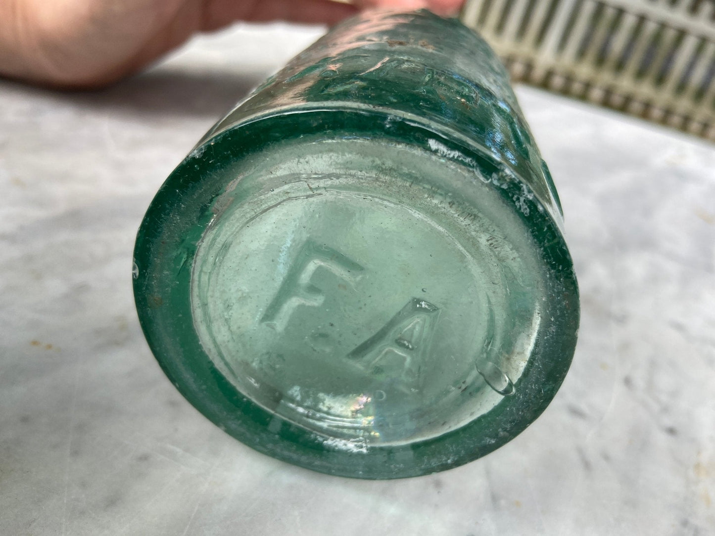 Fred Anderton Antique Aqua Blue Glass Bottle - Vintage Glass BottleThe Furniture Recycling ShopBottle