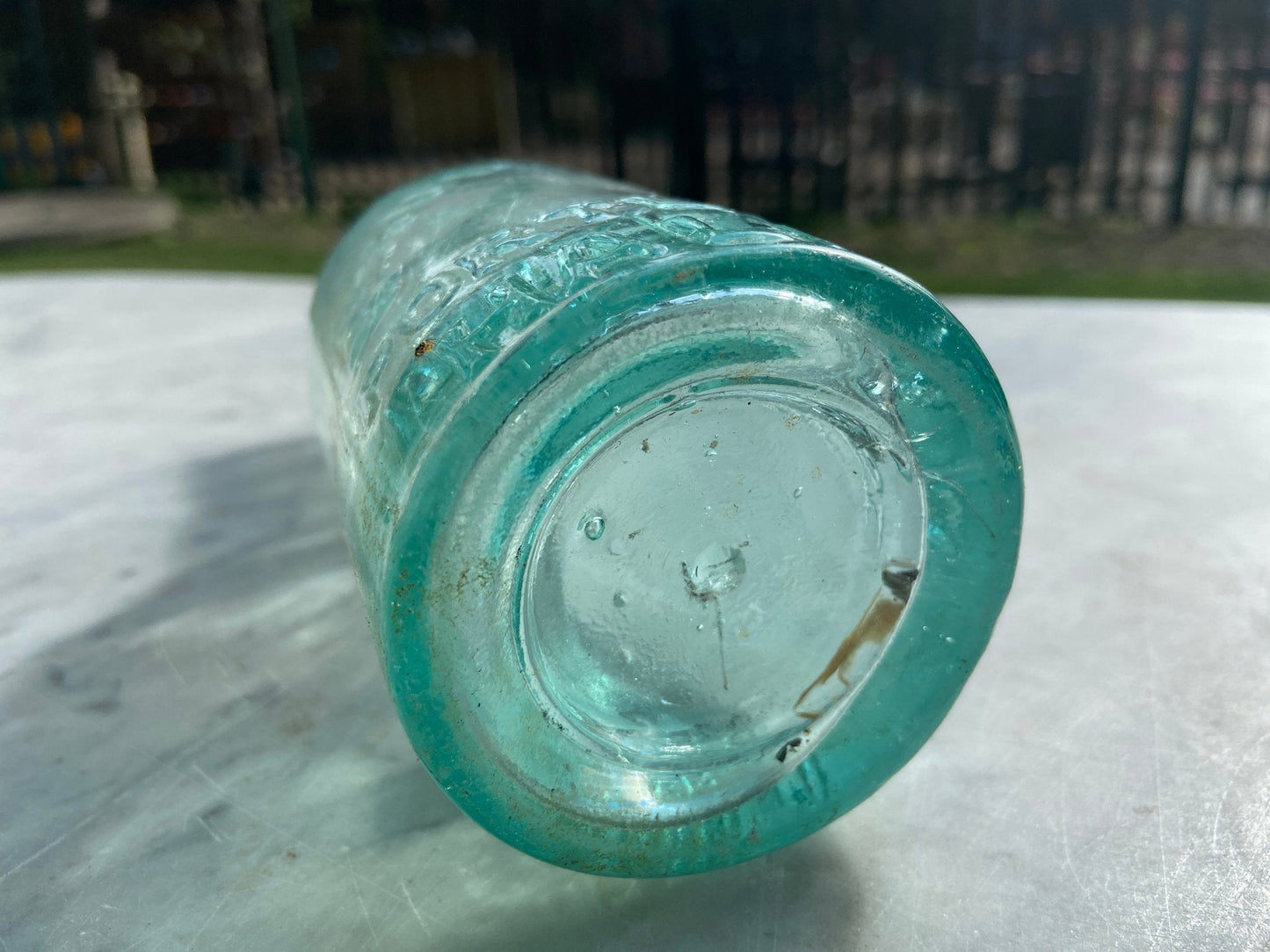 G.W. Worfolk Chemist, Ilkley Antique Aqua Blue Glass Bottle - Vintage Glass BottleThe Furniture Recycling ShopBottle