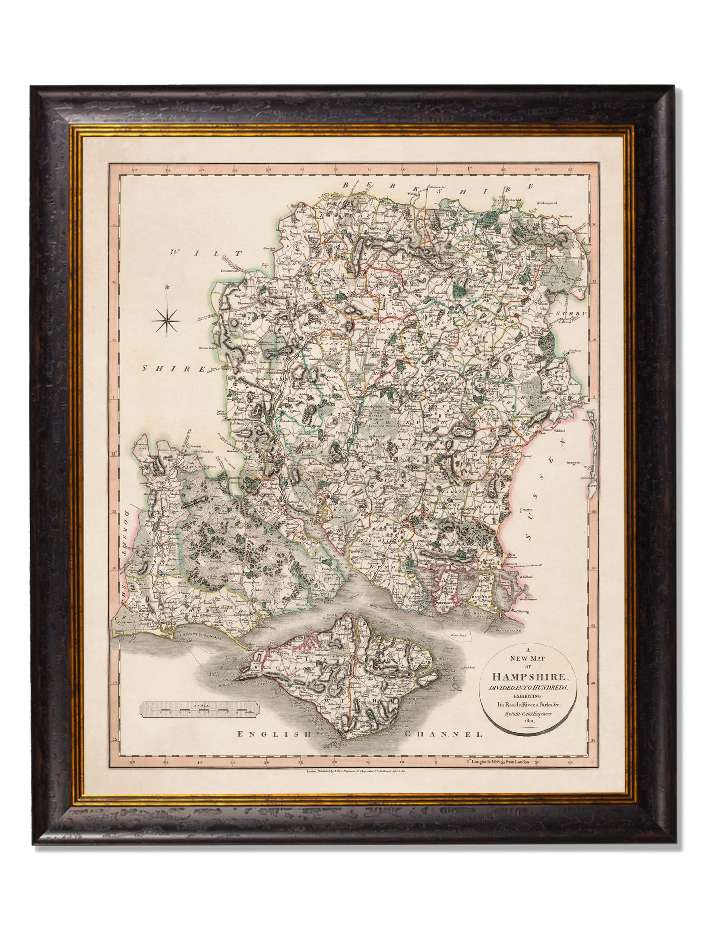 c 1806 county maps of england - premium glass-fronted framed art print with solid wood frame, a beautiful addition to stylish homes