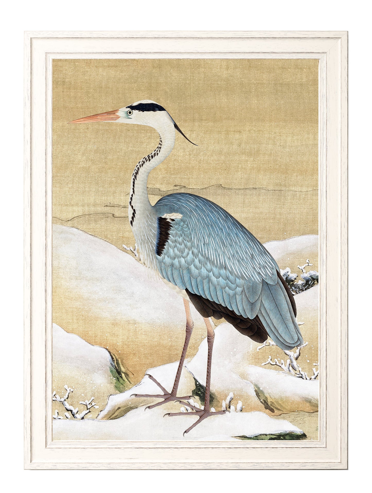 heron set of 2 prints ram das - premium glass-fronted framed art print with solid wood frame, luxury wall art for sophisticated spaces