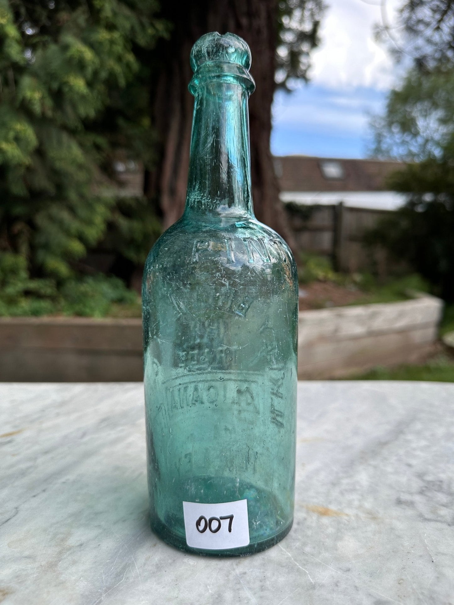 Ilkley Brewery Antique Aqua Blue Glass Bottle - Vintage Glass BottleThe Furniture Recycling ShopBottle