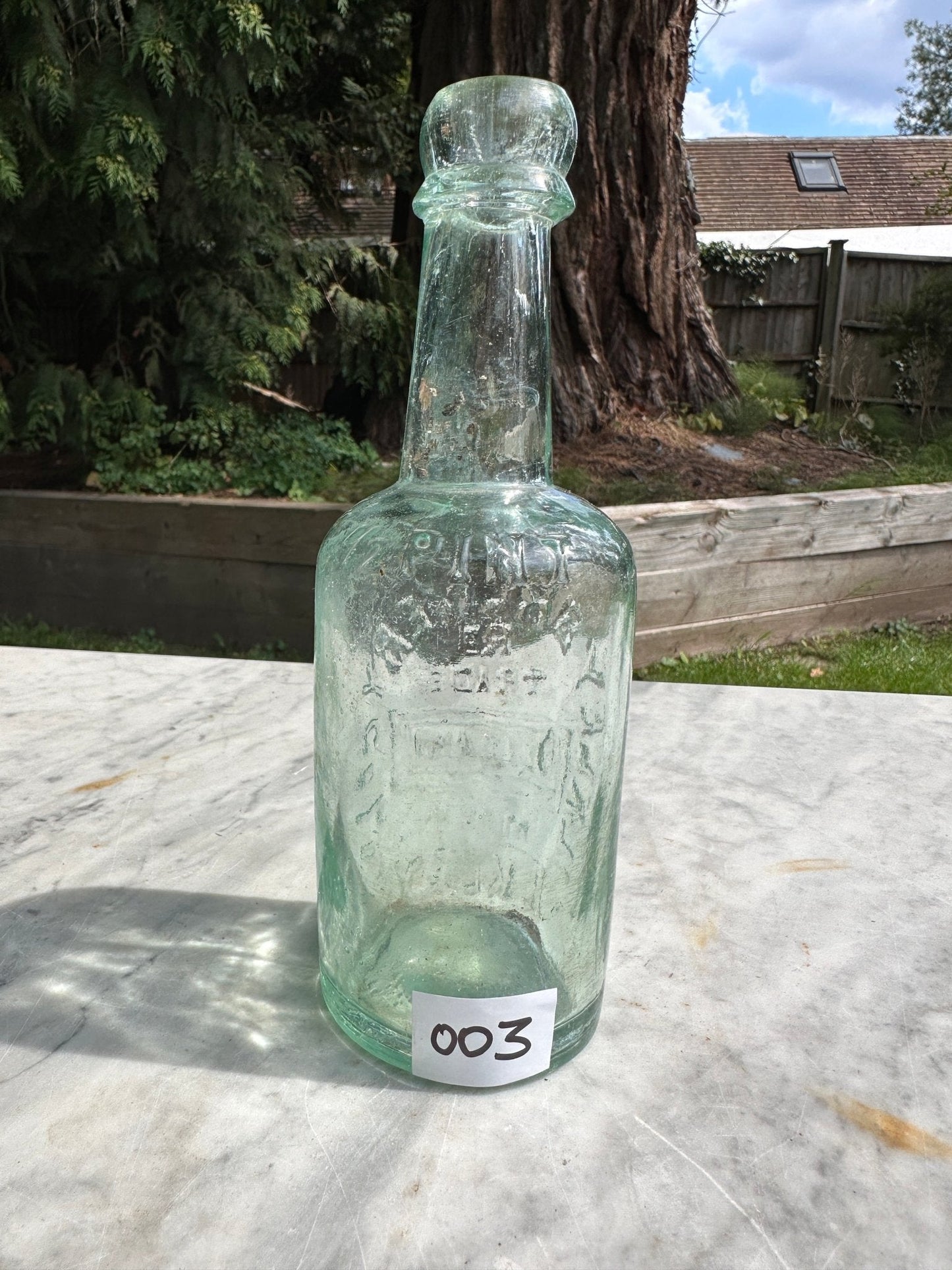 Ilkley Brewery Antique Clear Aqua Glass Bottle - Collectable Glass BottleThe Furniture Recycling ShopBottle