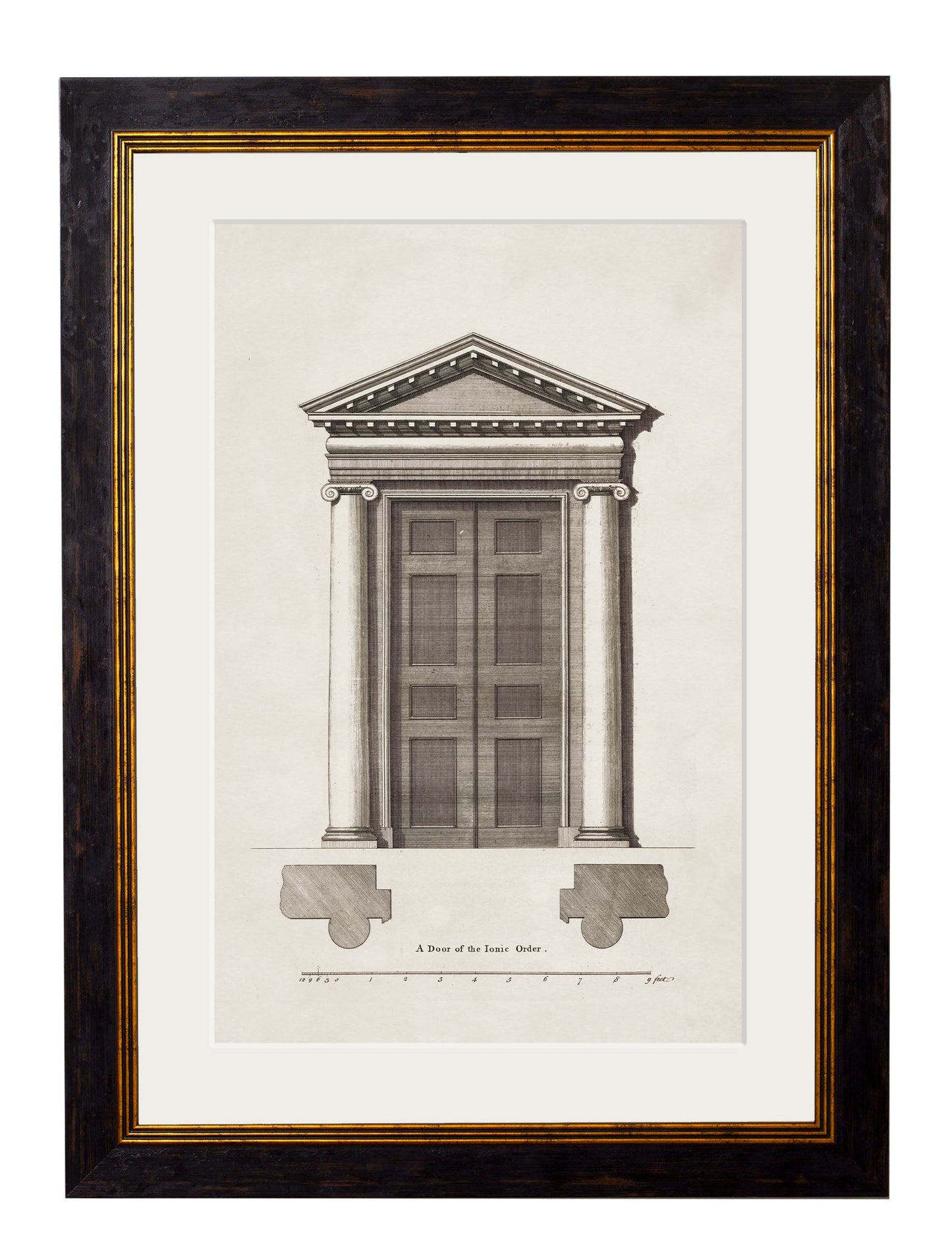 c 1756 study of a corinthian door in size 50 x 70cm - glass-fronted framed wall art print with solid wood frame, perfect for statement wall decor