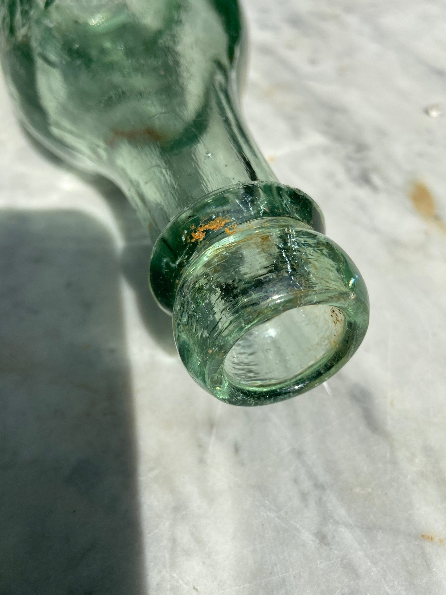 James Simpson, Hebden, Bristol Antique Aqua Green Glass Bottle - Vintage Glass BottleThe Furniture Recycling ShopBottle