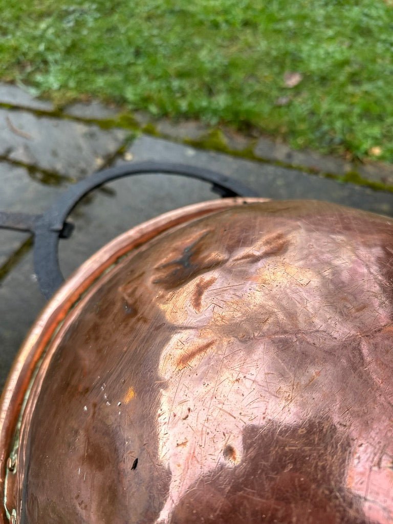 Large 19th Century French Copper Cooking Cauldron Bowl On Stand / Log Basket / Planter VaseThe Furniture Recycling ShopFurniture