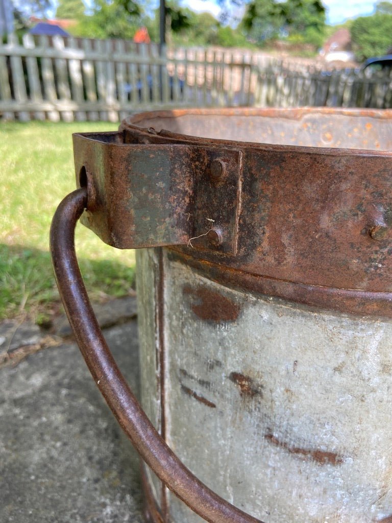 Large Indian Metal Galvanised Pail Bucket With HandleThe Furniture Recycling Shop