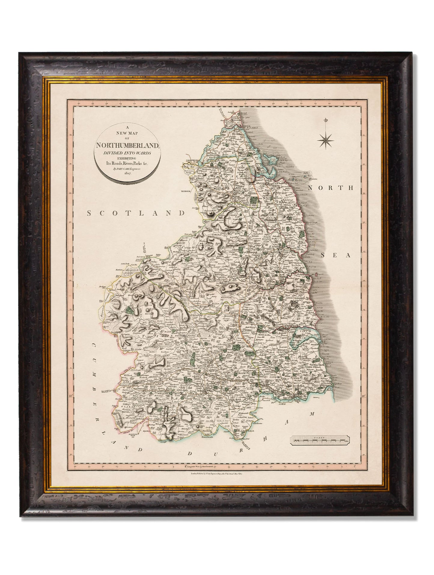 c 1806 county maps of england - premium glass-fronted framed art print with solid wood frame, perfect for statement wall decor