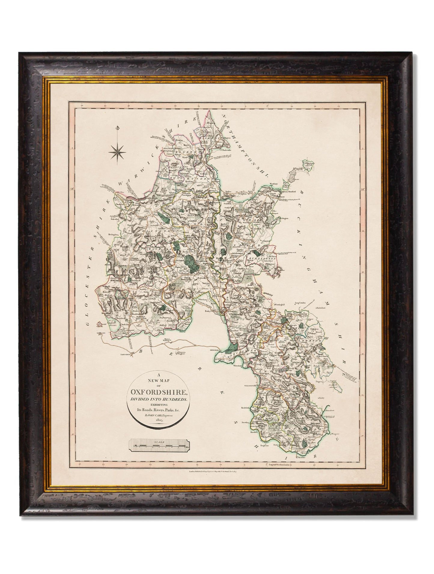 c 1806 county maps of england - premium glass-fronted framed art print with solid wood frame, adds elegance to your decor