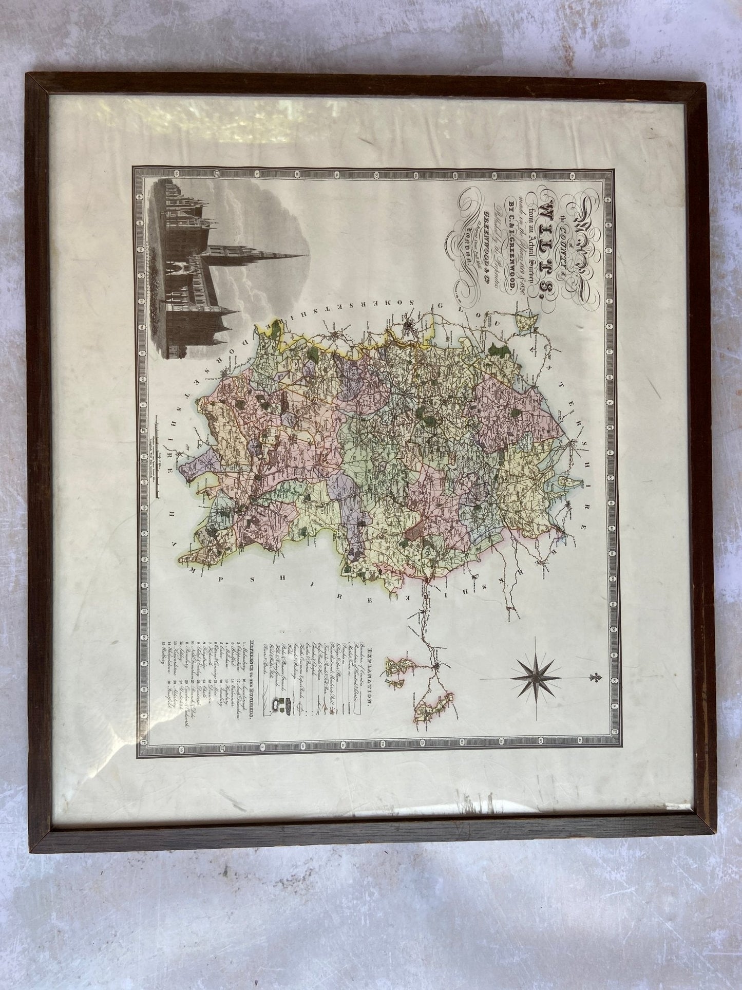 Reproduction Framed Print Of a Map of WiltshireThe Furniture Recycling Shop