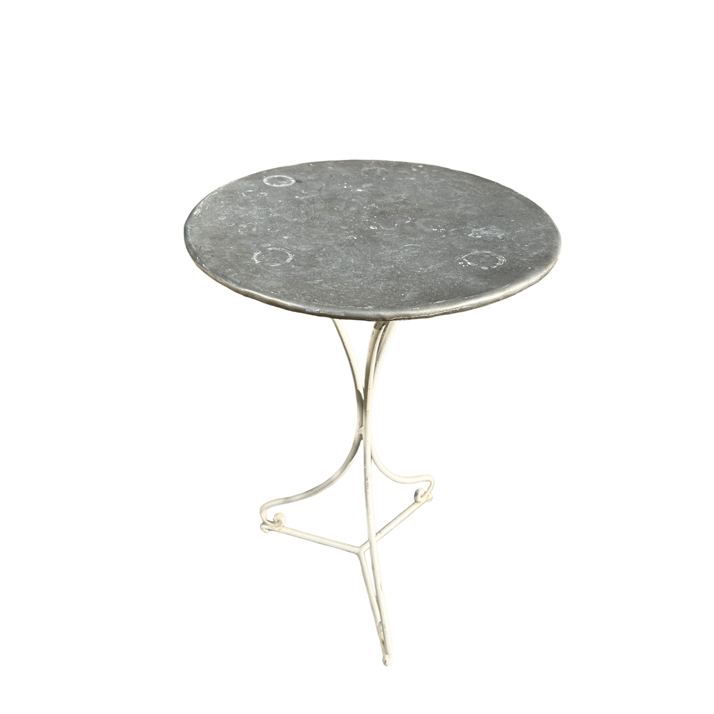 Round Zinc Topped Table With Metal Pedestal BaseThe Furniture Recycling Shop