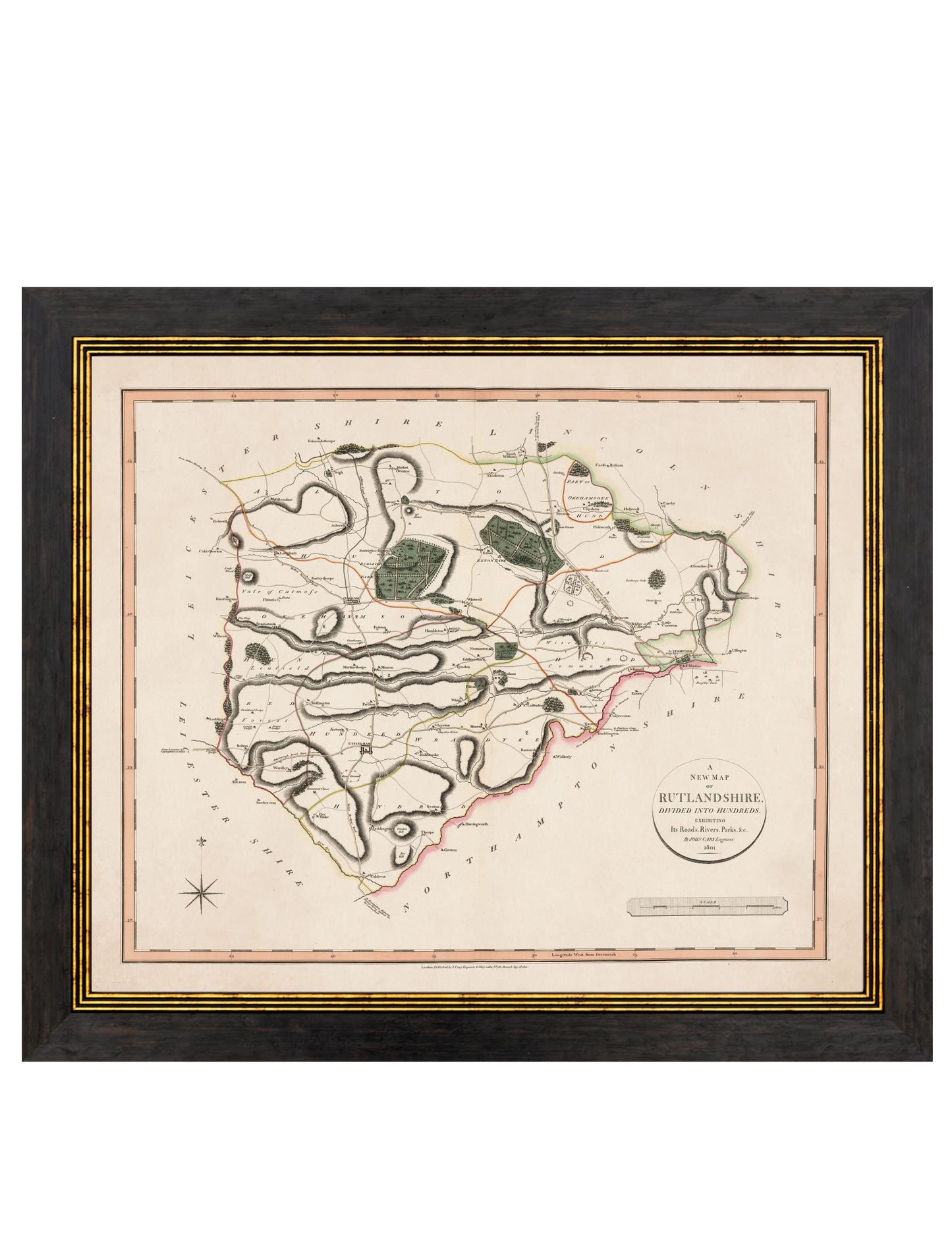 c 1806 county maps of england - premium glass-fronted framed art print with solid wood frame, a beautiful addition to stylish homes