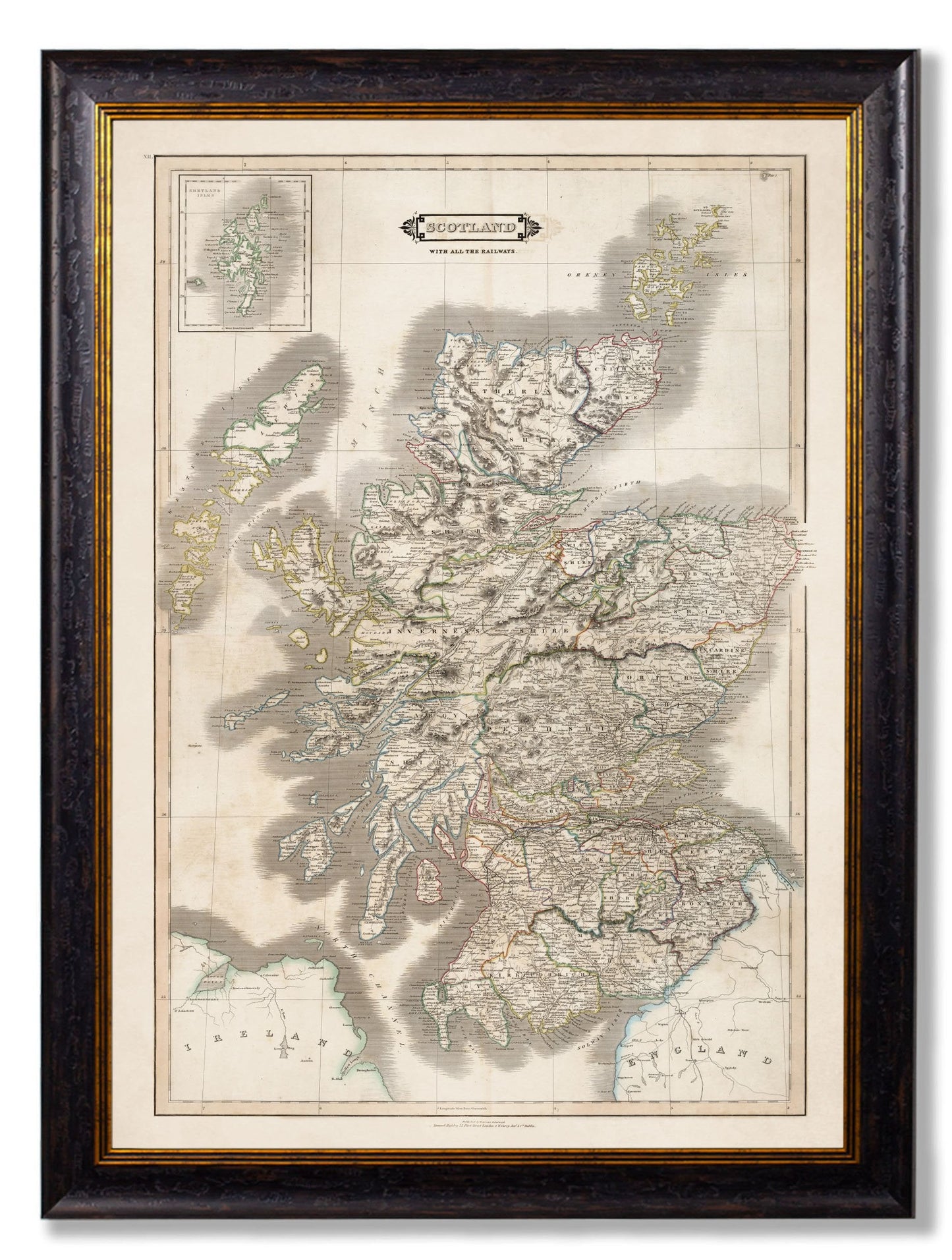 c.1831 Map of Scotland in size 50 x 70cm - glass-fronted framed wall art print with solid wood frame, perfect for statement wall decor