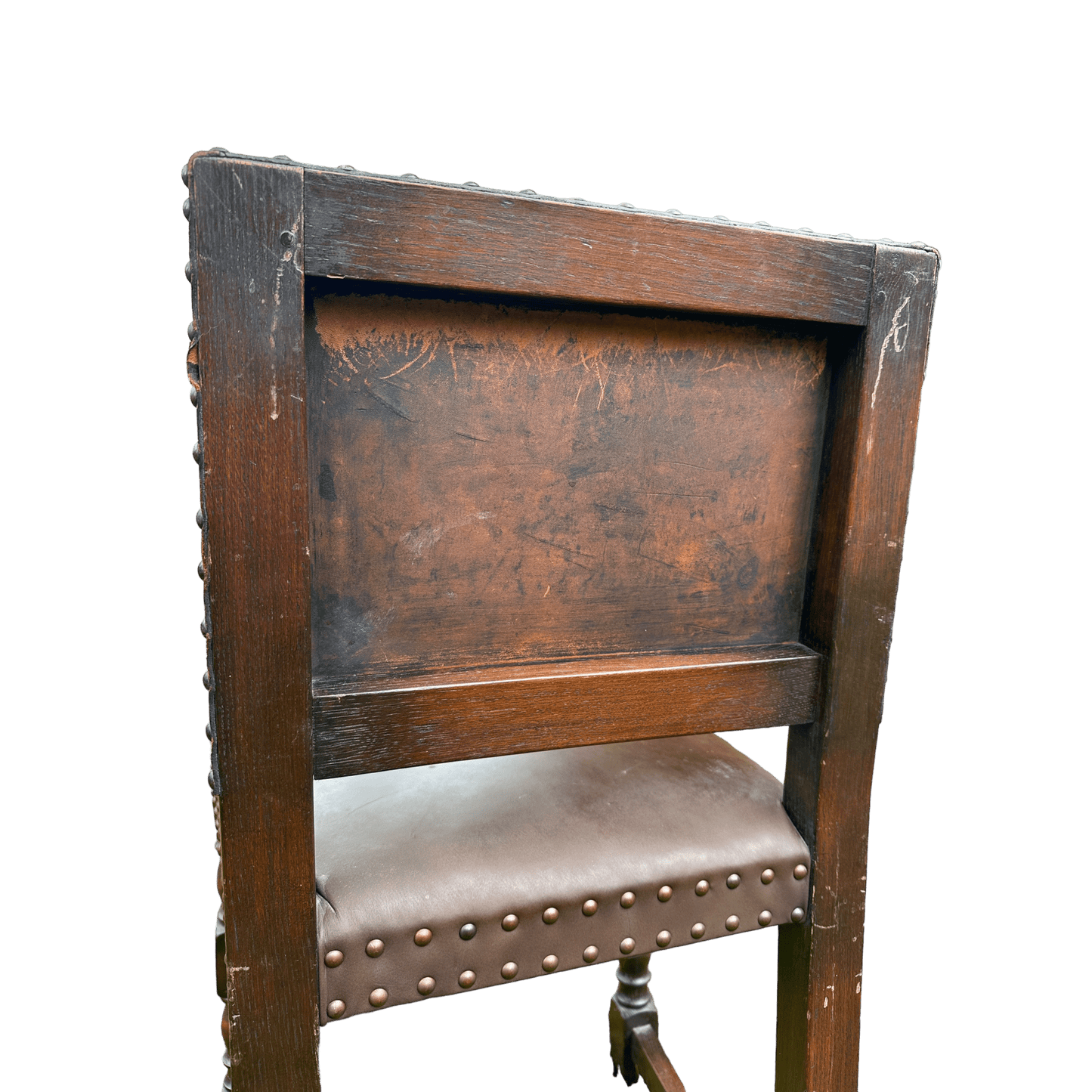 Set of 6 Jacobean Style Gothic Oak and Leather Dining ChairsThe Furniture Recycling Shop