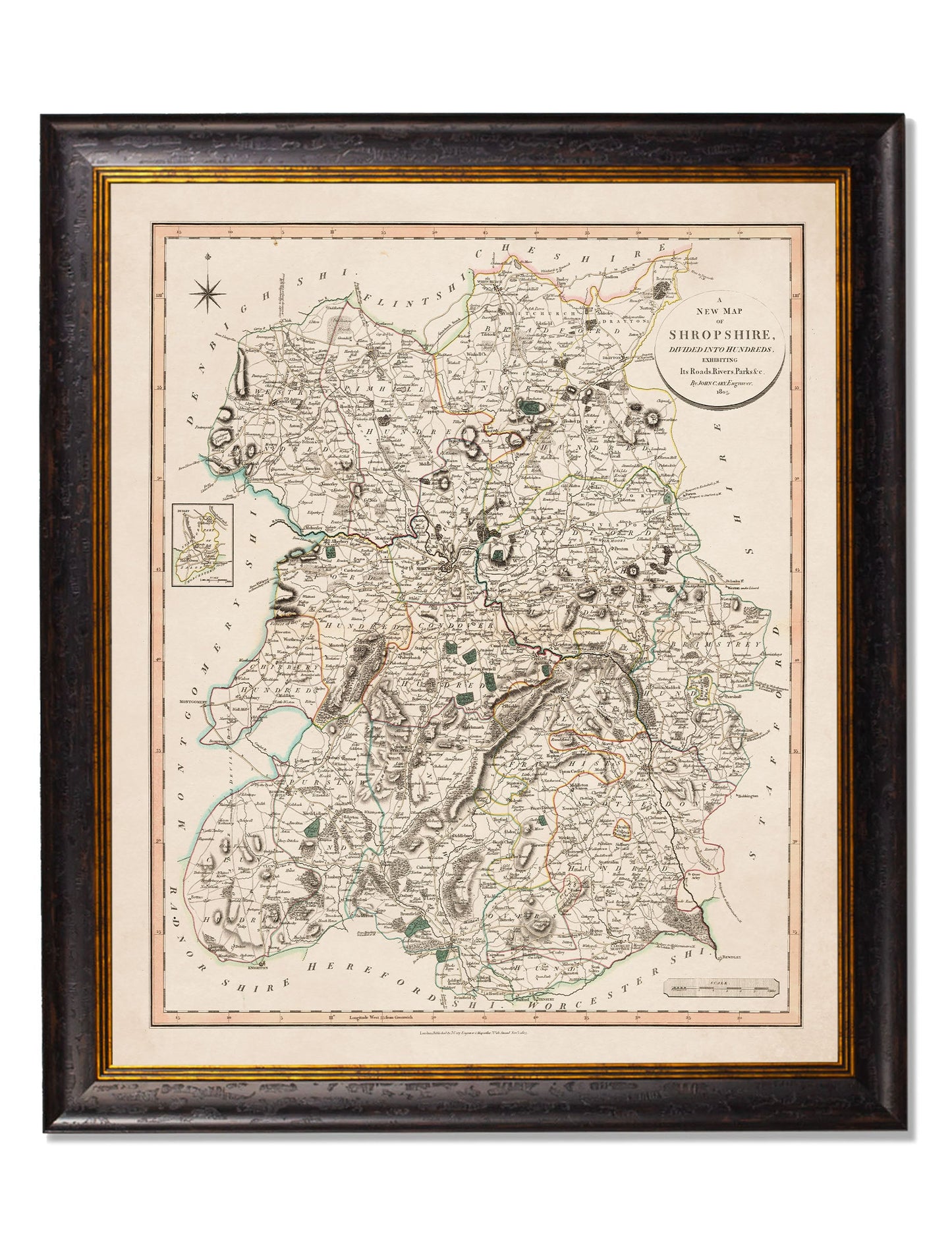c 1806 county maps of england - premium glass-fronted framed art print with solid wood frame, a beautiful addition to stylish homes
