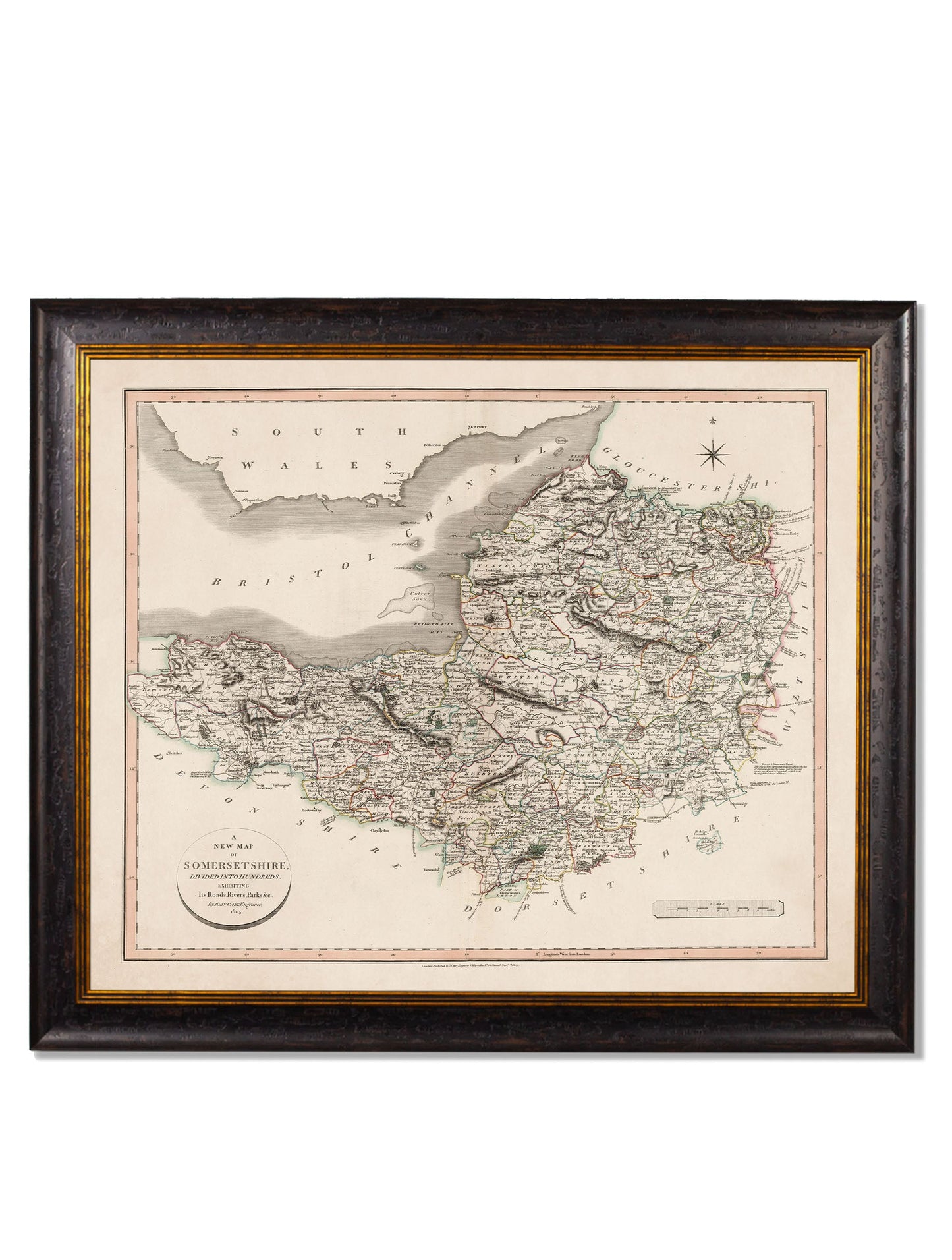 c 1806 county maps of england - premium glass-fronted framed art print with solid wood frame, luxury wall art for sophisticated spaces