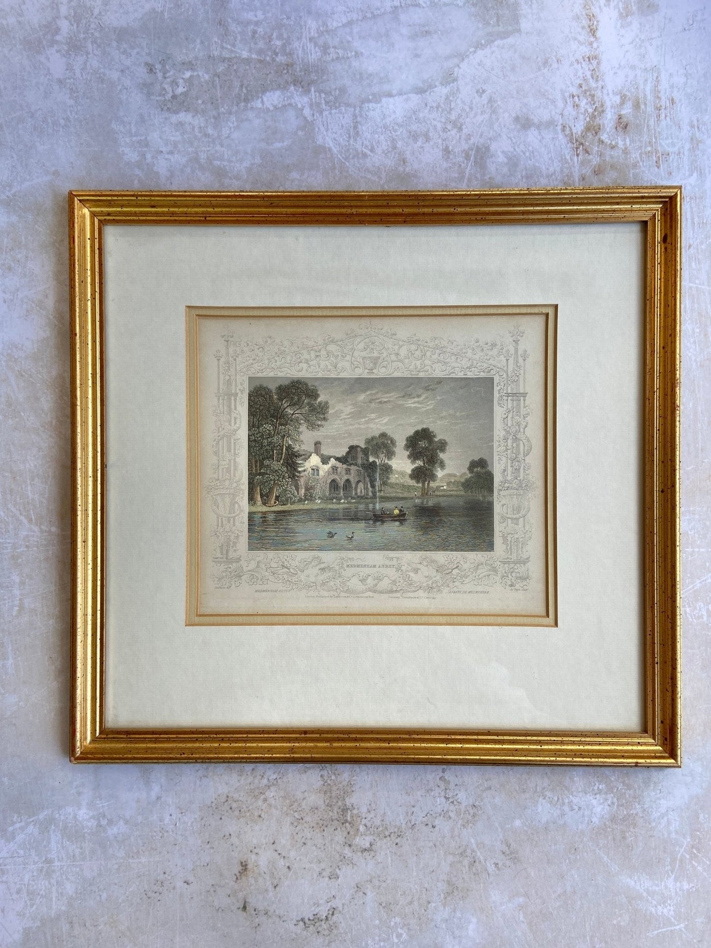 Vintage Framed Coloured Etching Print of Medmenham Abbey PictureThe Furniture Recycling Shop
