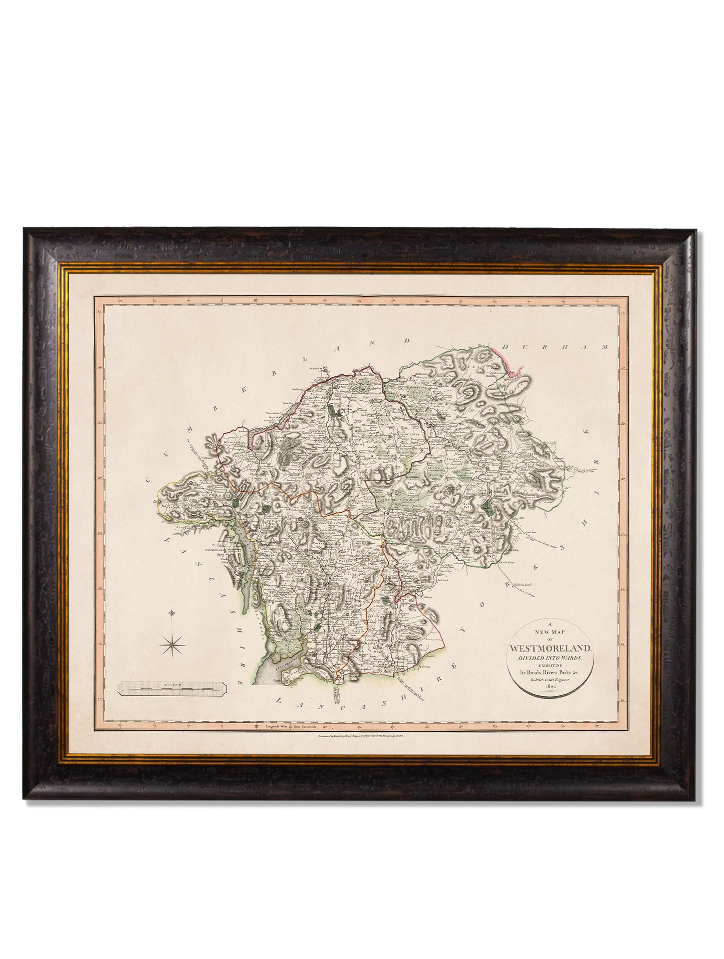 c 1806 county maps of england - premium glass-fronted framed art print with solid wood frame, a beautiful addition to stylish homes